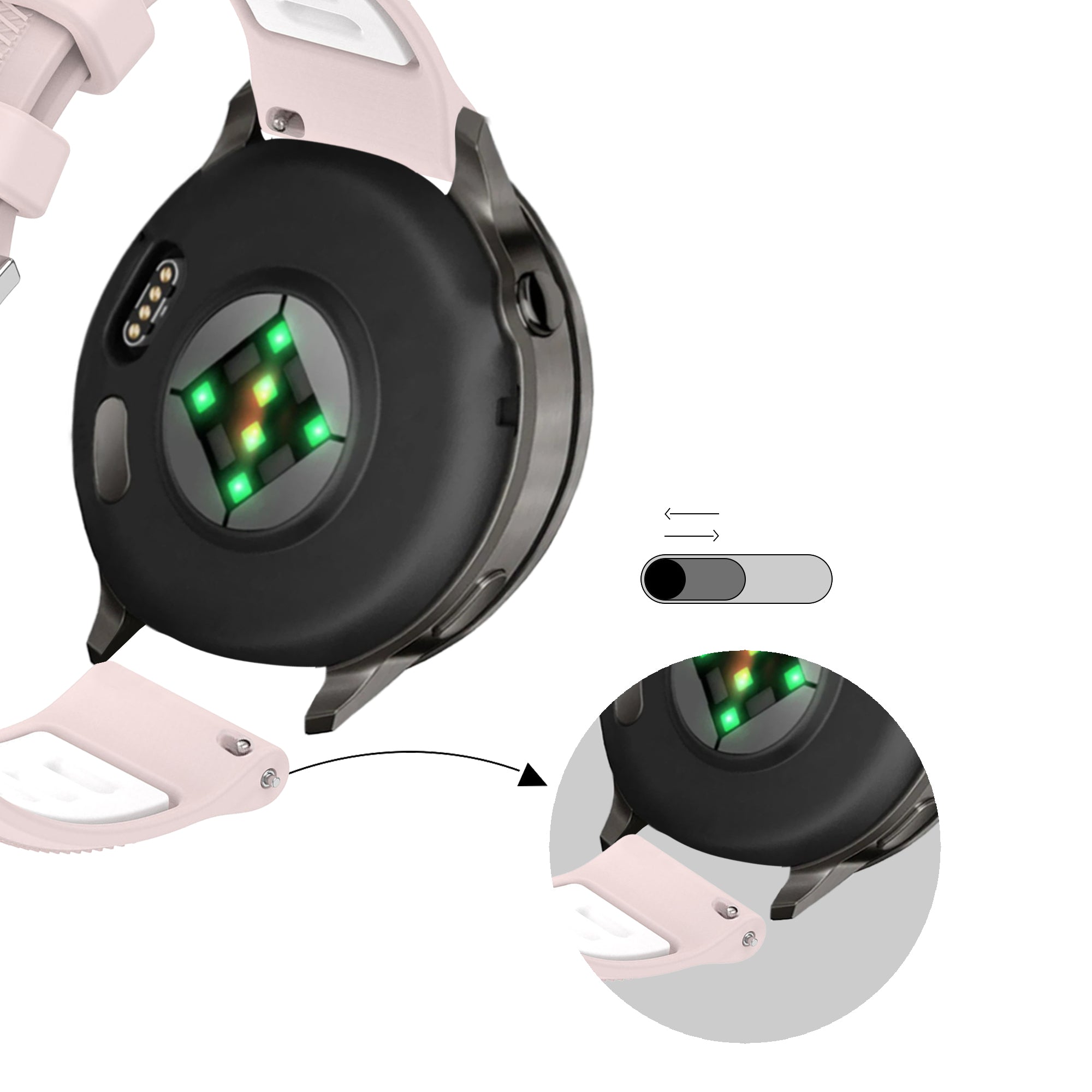 Bandz Garmin Vivomove 3s sport band met gesp (roze/wit)