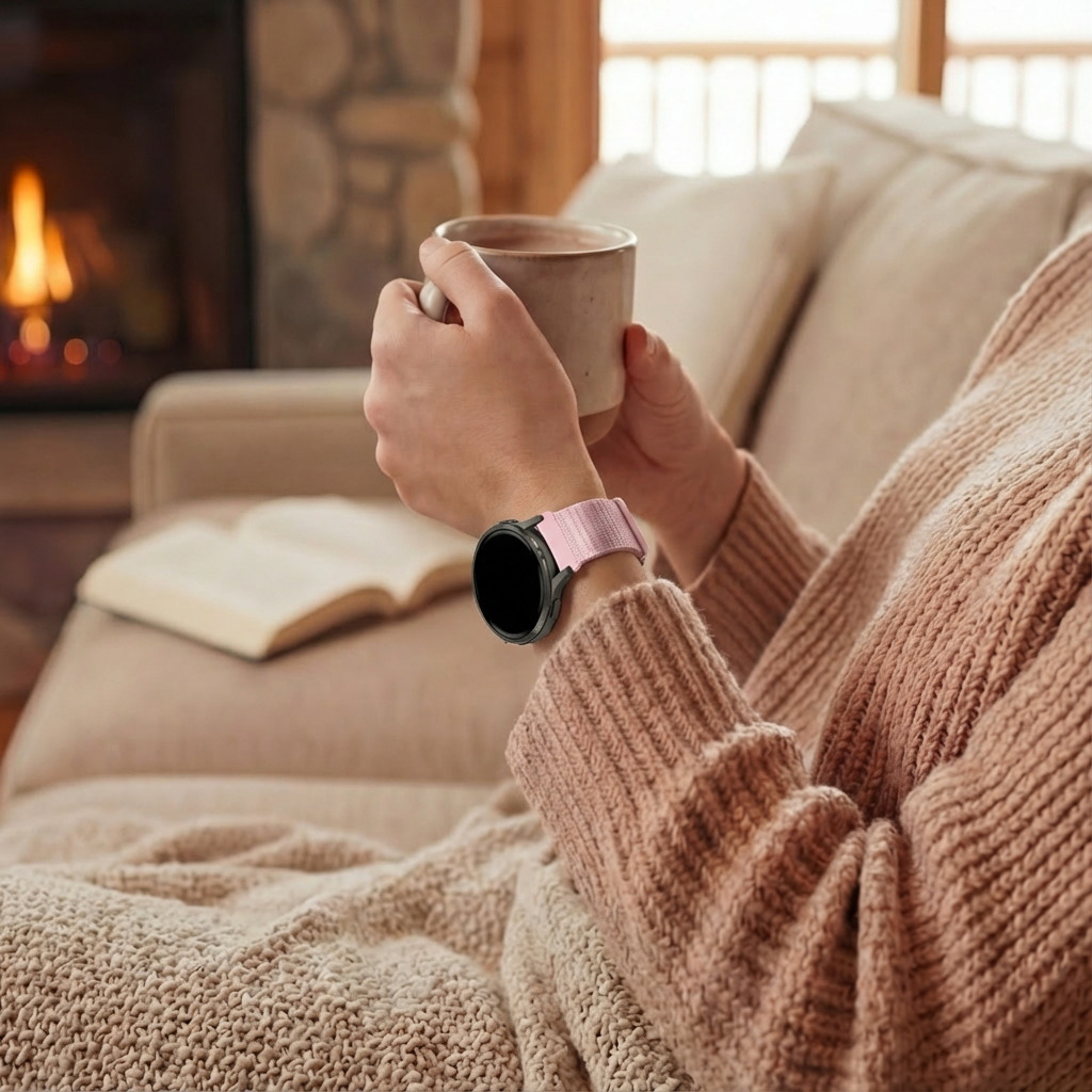 Bandz Garmin Vivoactive 3 Nylon Loop Strap (Light Pink)