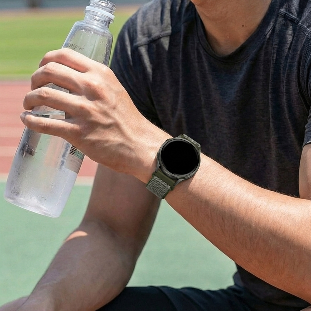 Bandz Garmin Vivoactive 3 nylon loop band (olijfgroen)