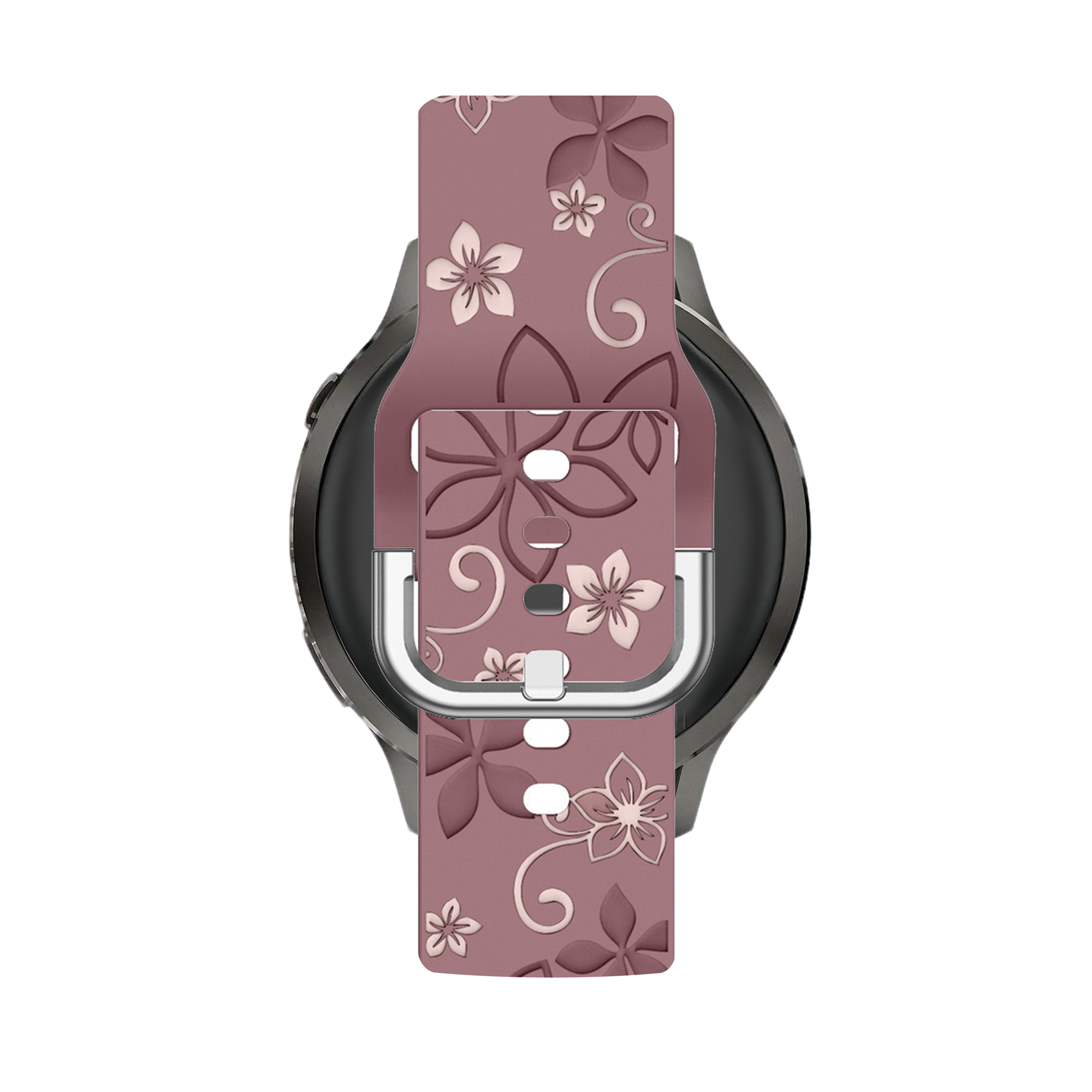 Bandz Garmin Vivomove 3s Silicone Strap 'Flowers' (Smoke Purple/Light Pink)