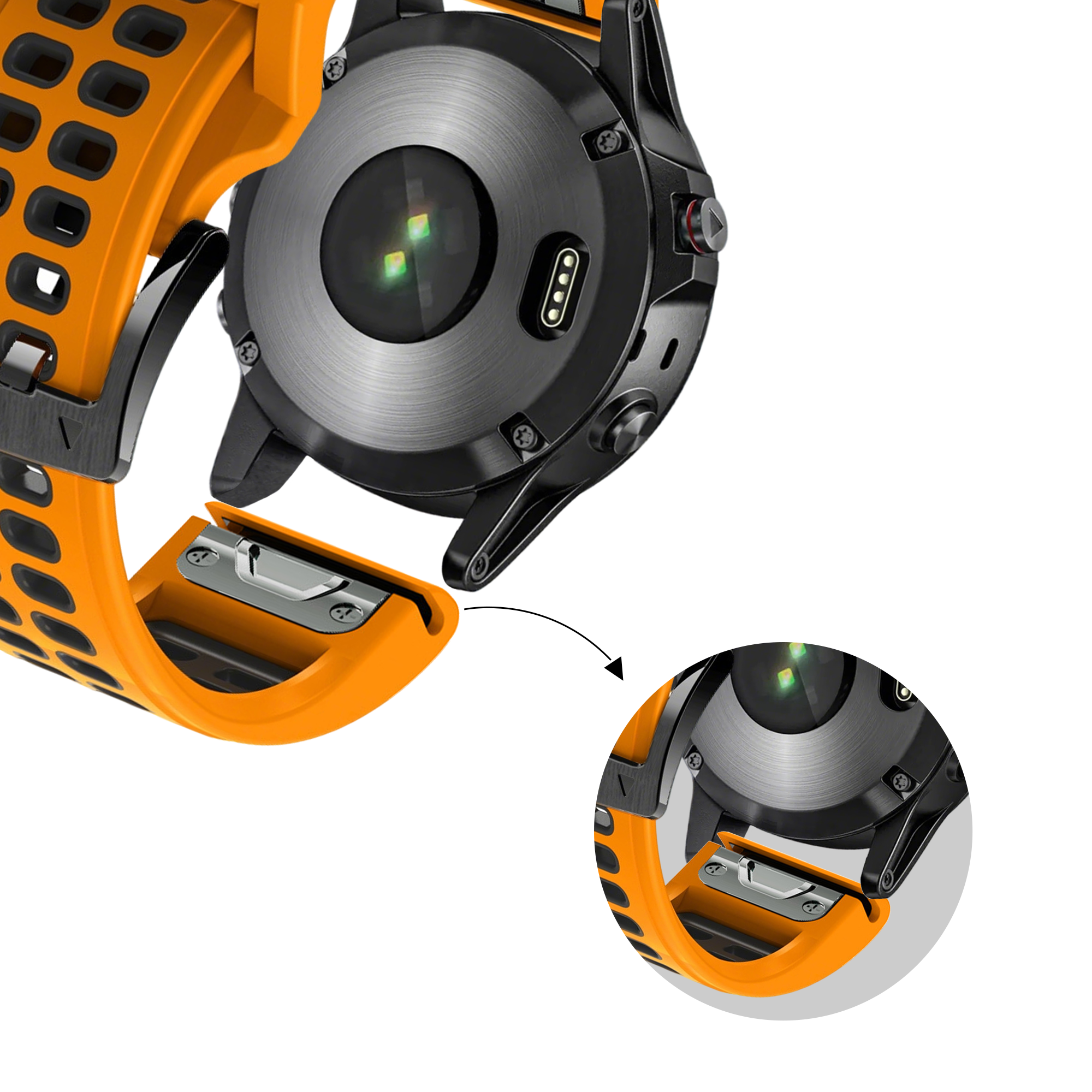 Bandz Garmin Forerunner 745 dual sport gesp band (oranje/zwart)