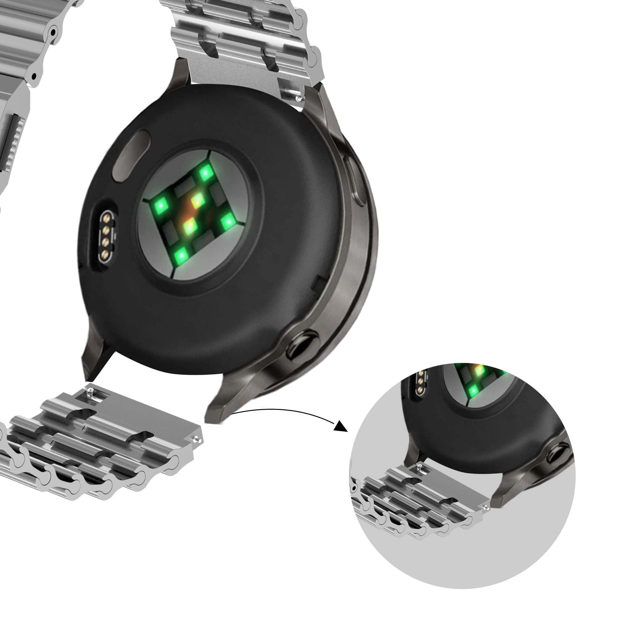 Bandz Amazfit Active Max premium stalen band 'Ocean' (zilver)