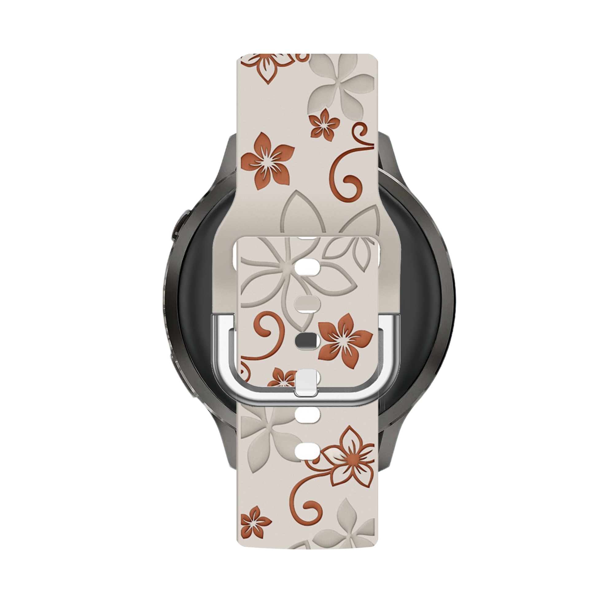 Bandz Garmin Venu SQ siliconen band 'Flowers' (sterrenlicht/bruin)
