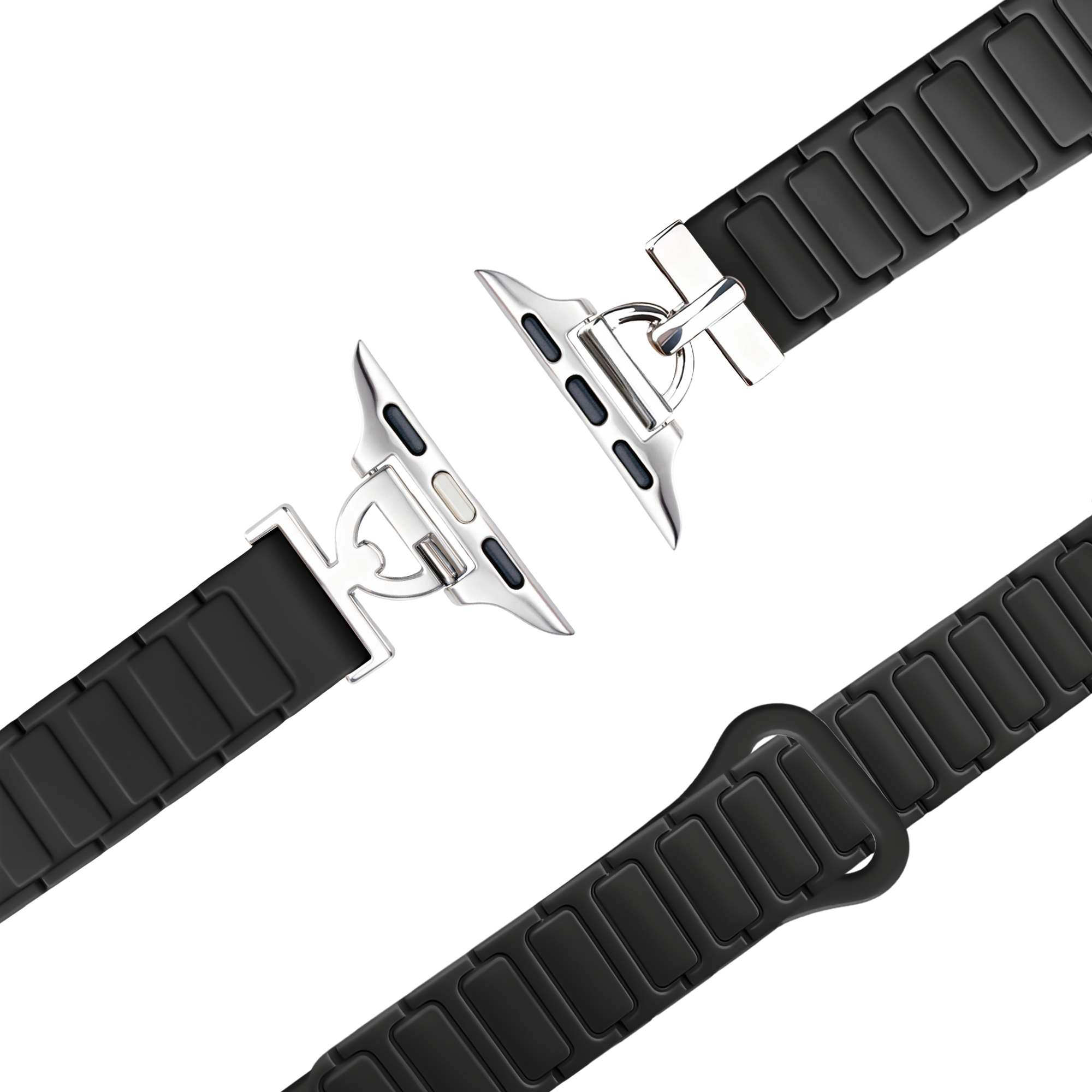 Bandz Apple Watch magnetische siliconen band 'Slim' (zwart)