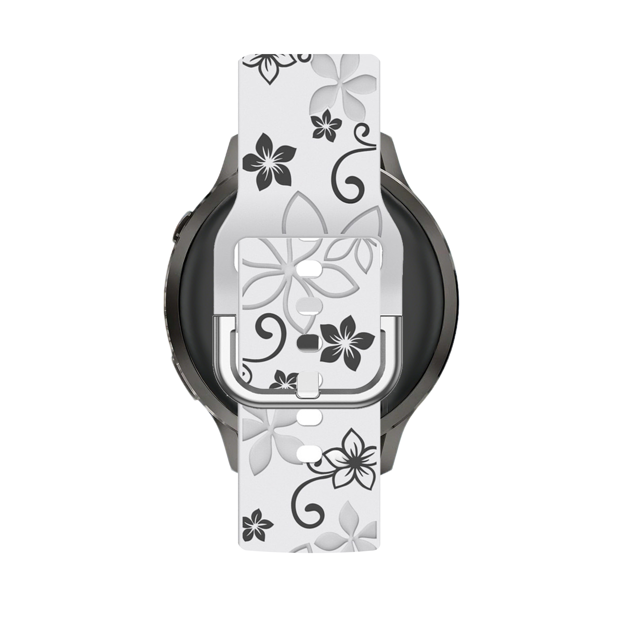 Bandz Garmin Approach S50 siliconen band 'Flowers' (wit/zwart)