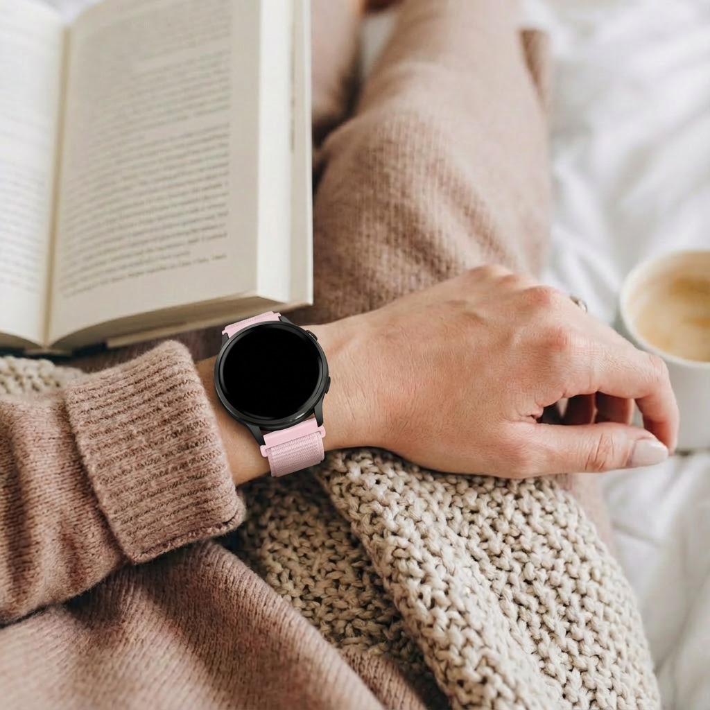 Bandz Garmin Vivomove 3s nylon loop band (lichtroze)