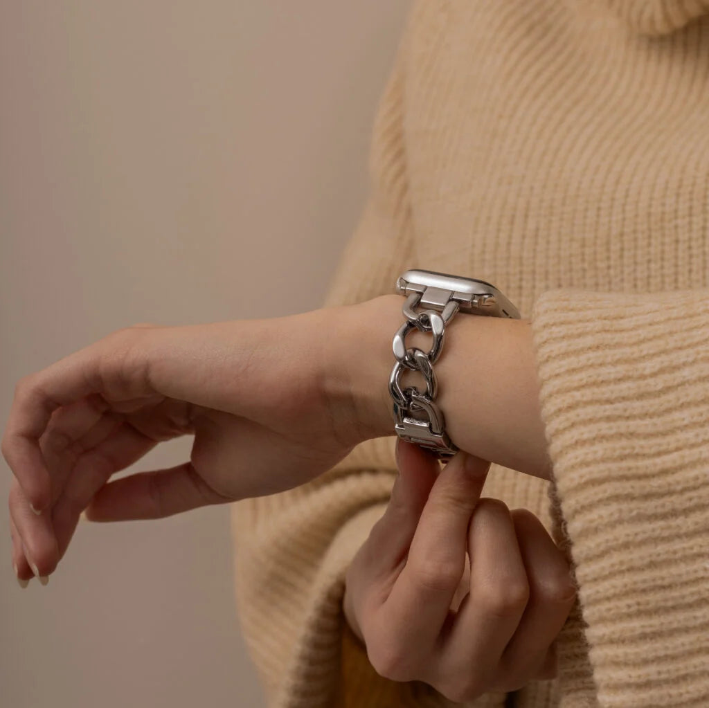 Apple Watch steel chain band (zilver)