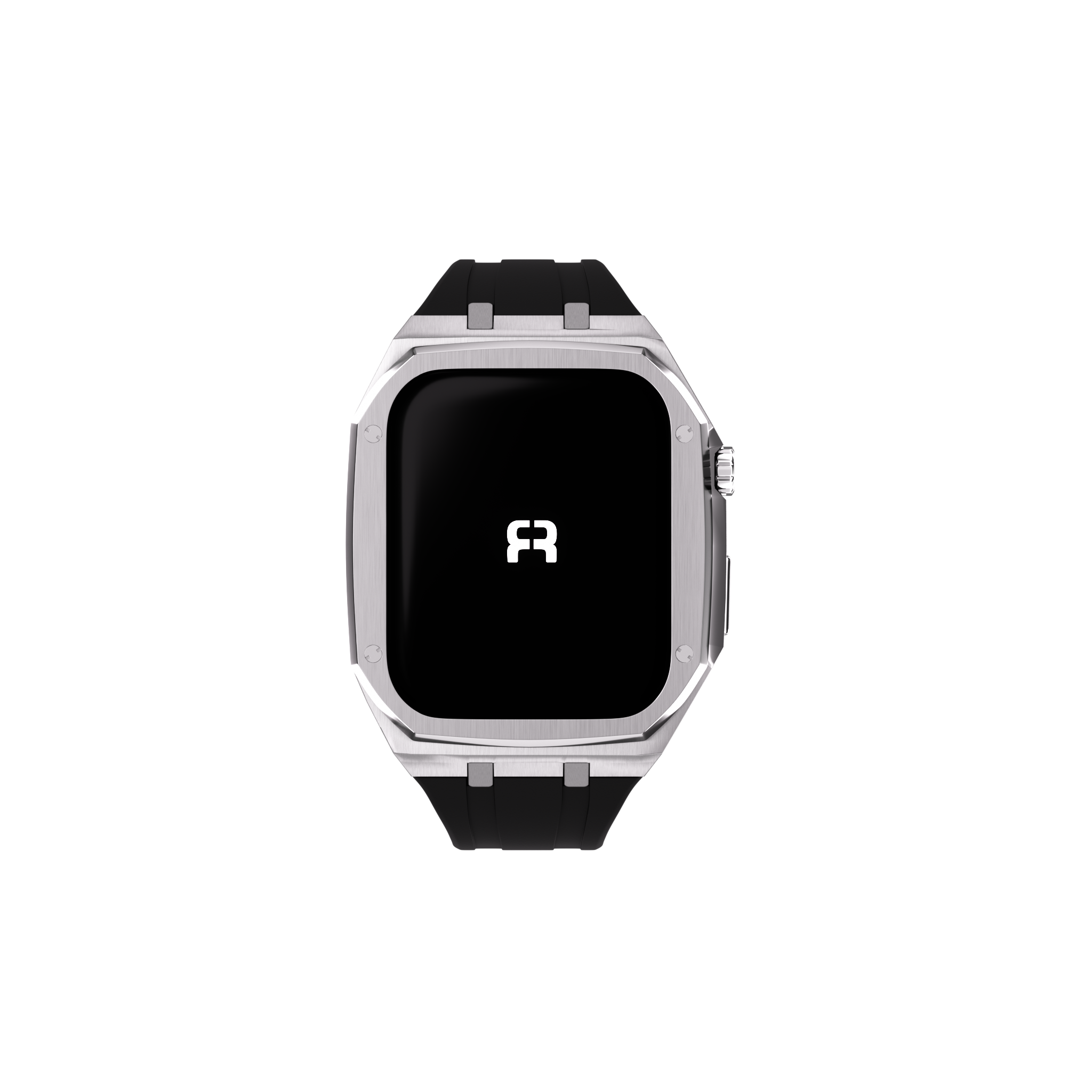 Reqior Apple Watch 45mm metalen case met rubberen band (zilver)