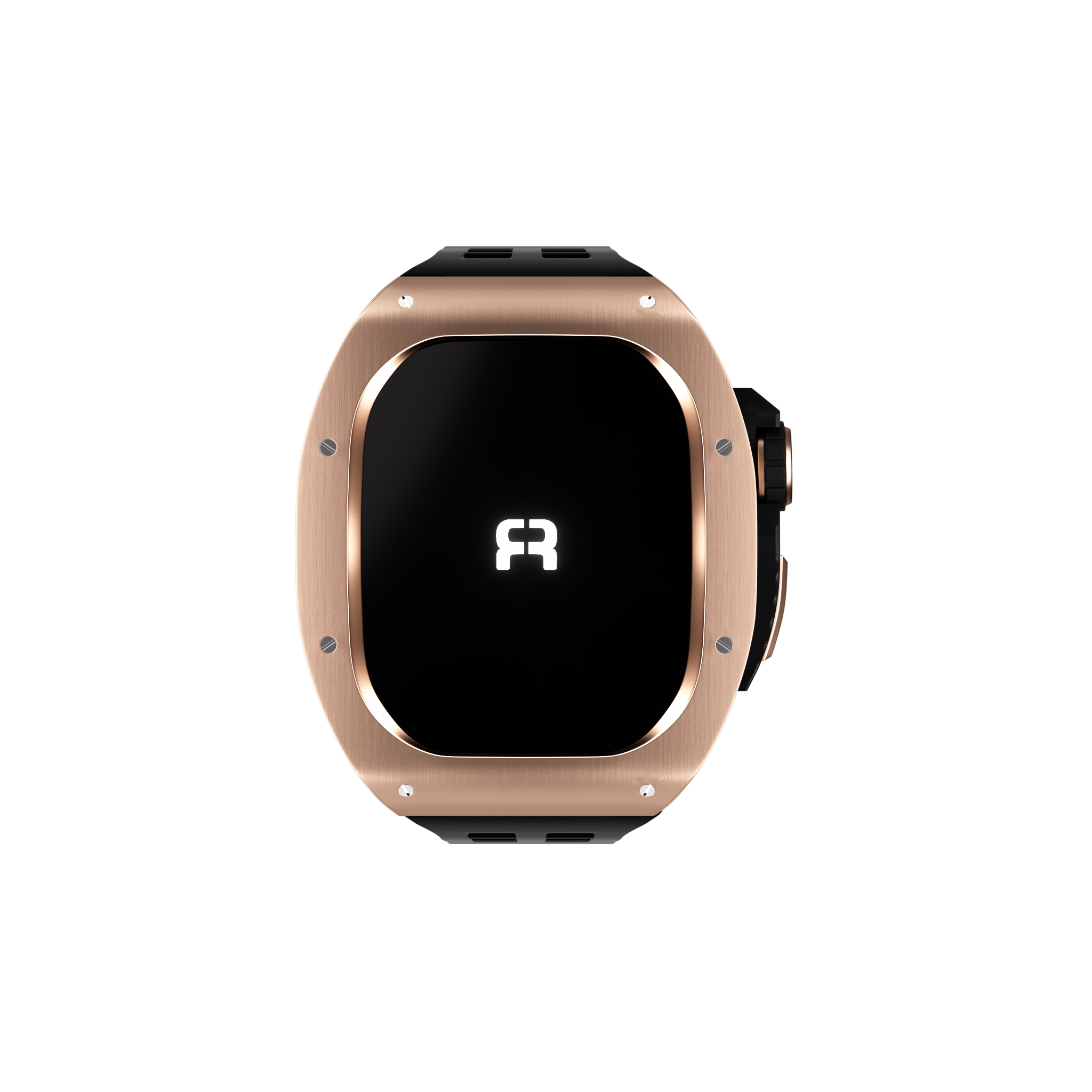 Reqior Apple Watch 45mm polymer en metalen case met rubberen band (roségoud)