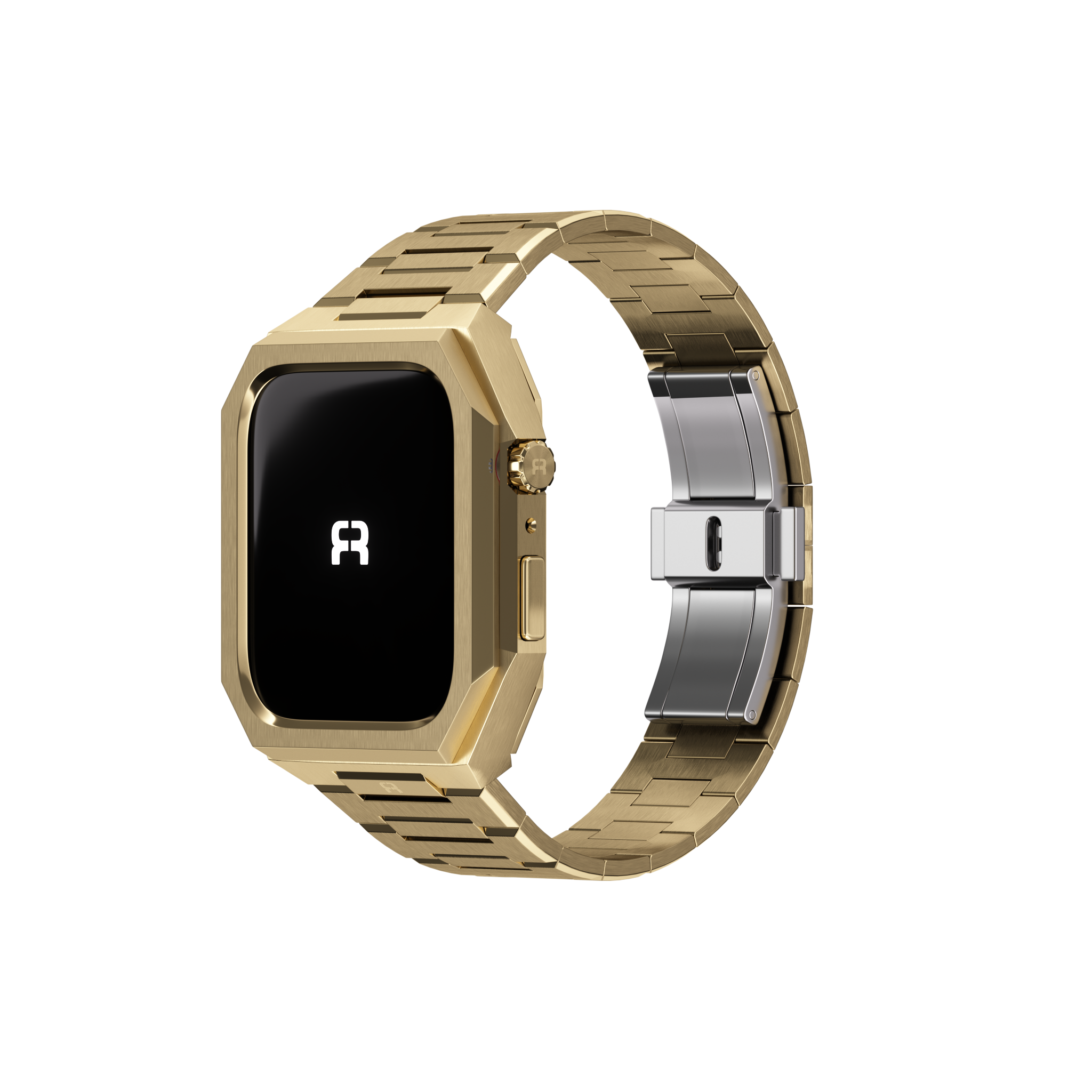 Reqior Apple Watch 45mm case met stalen band 'Nautilus' (goud)