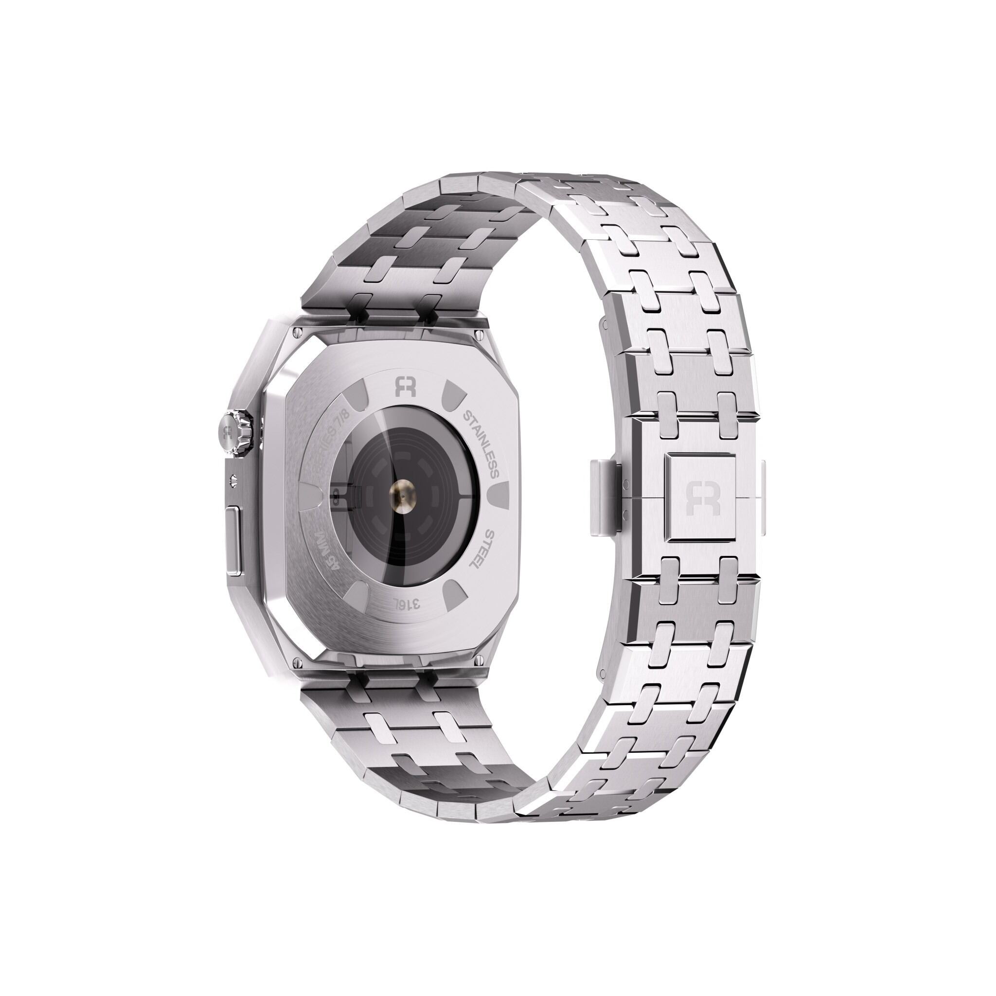 Reqior Apple Watch 45mm Case with Steel Strap (Silver)