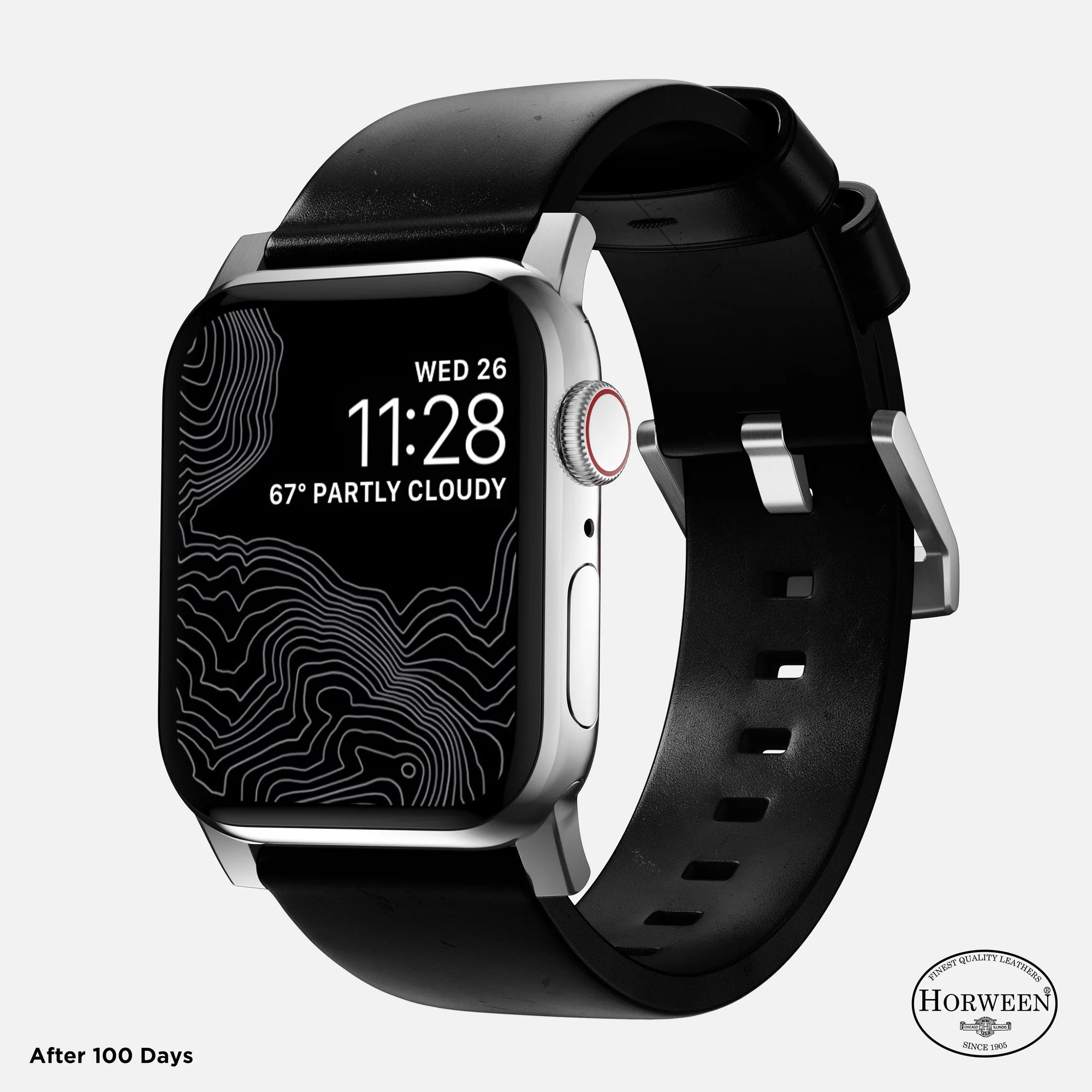 Nomad Modern Apple Watch leren bandje (zwart/zilver)