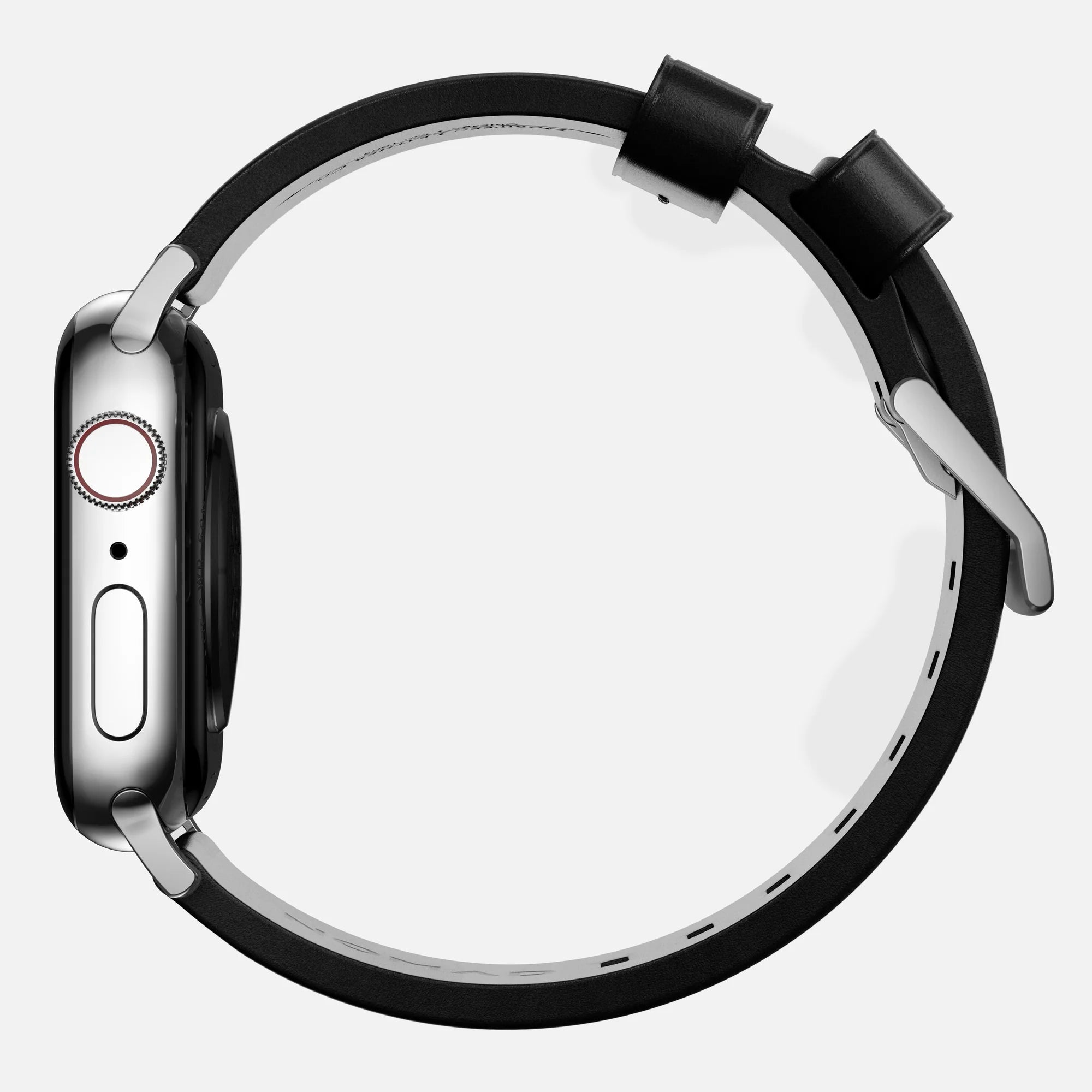 Nomad Modern Apple Watch Leather Strap (Black/Silver)