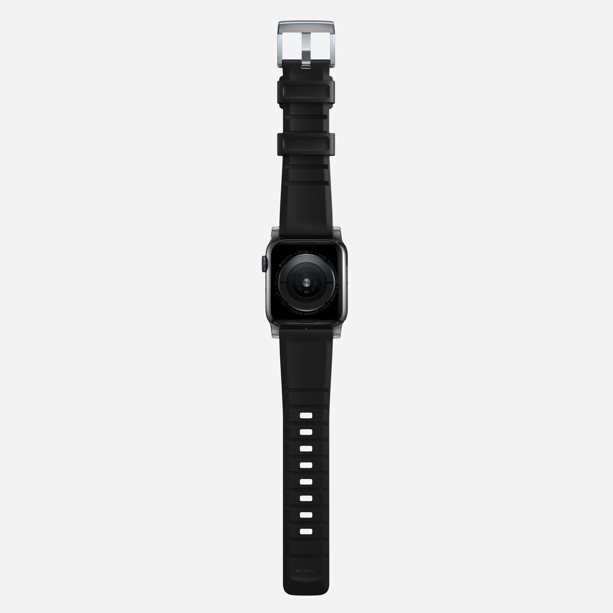 Nomad Rugged Apple Watch Silicone Strap (Black/Silver)