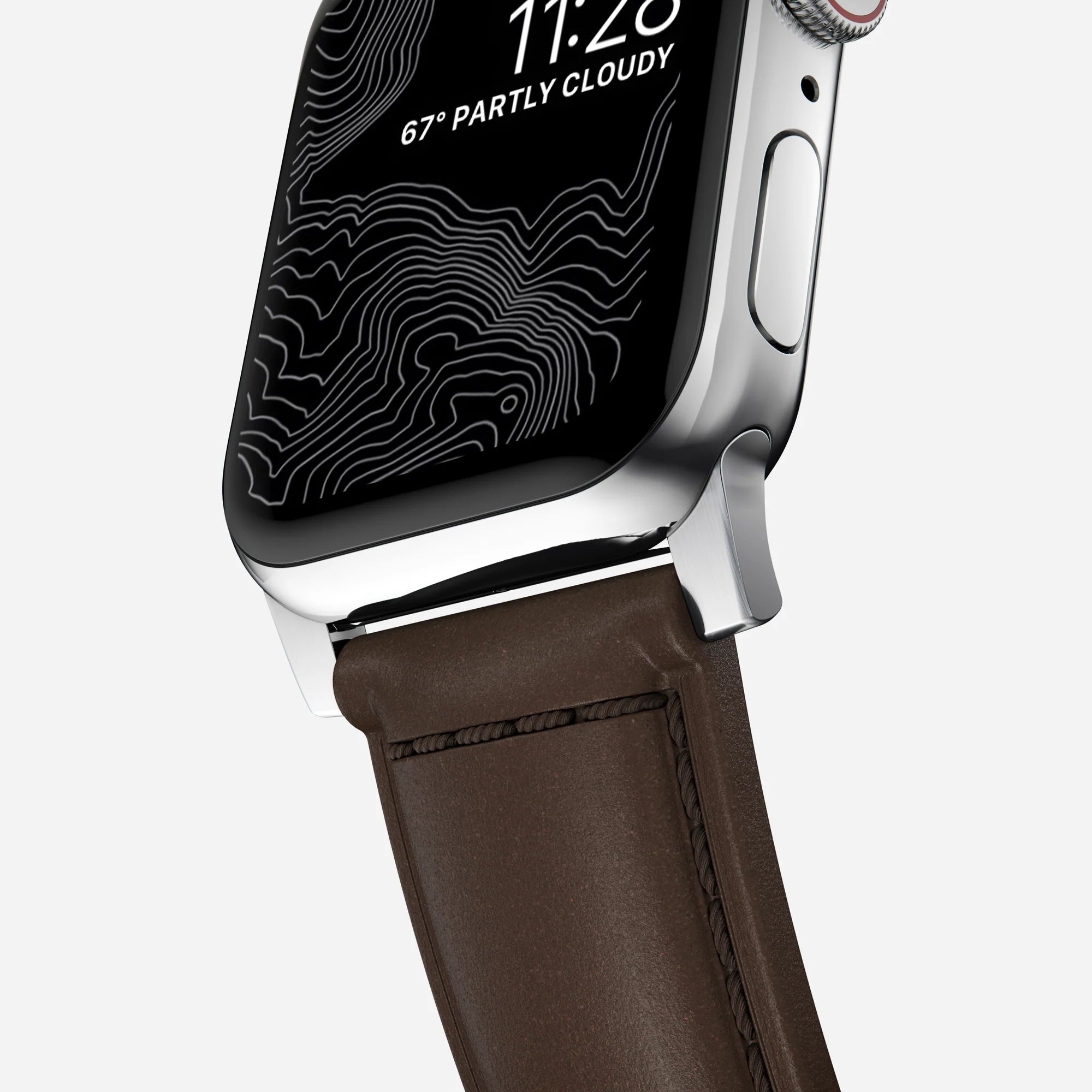 Nomad Traditional Apple Watch leren bandje (bruin/zilver)