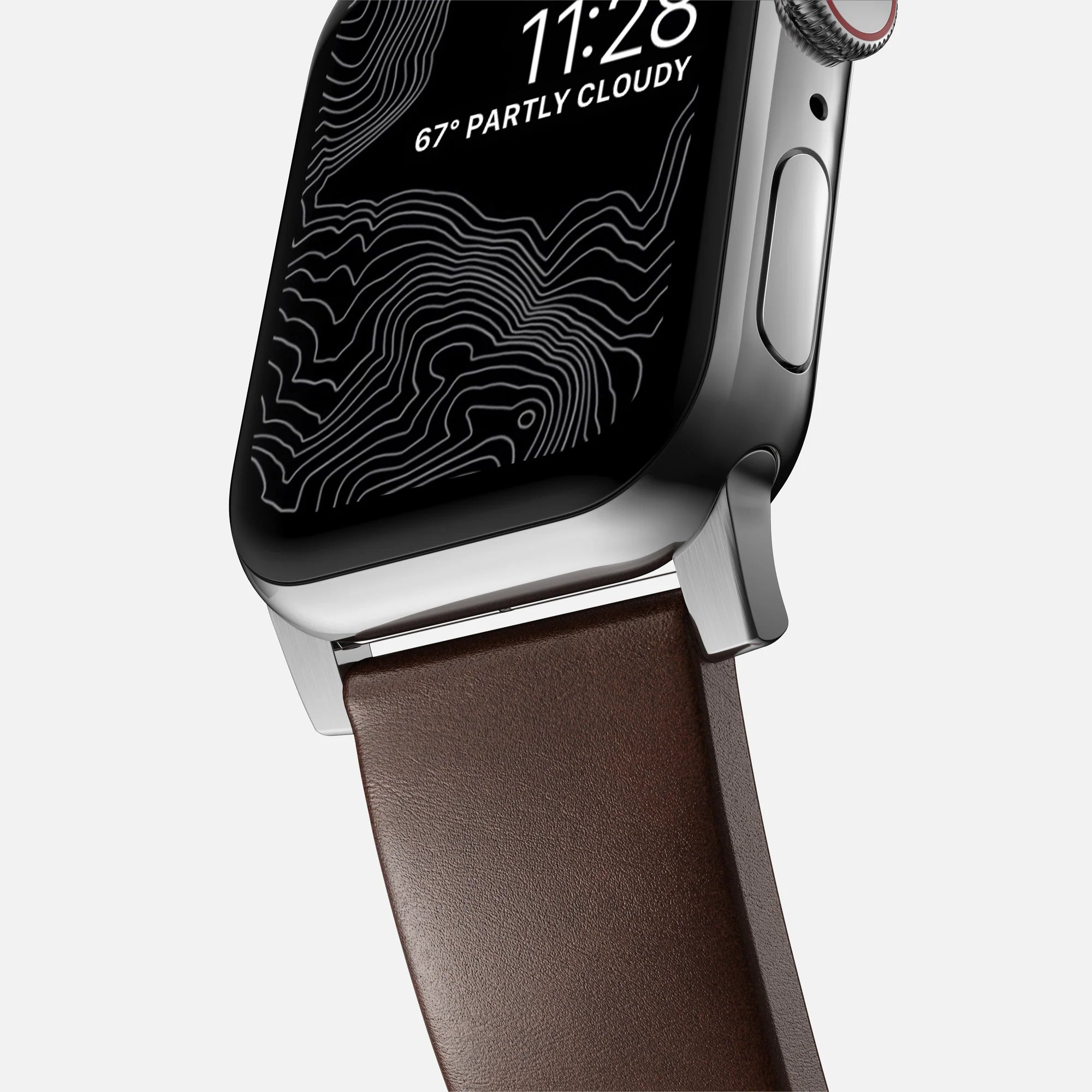 Nomad Modern Apple Watch leren bandje (bruin/zilver)