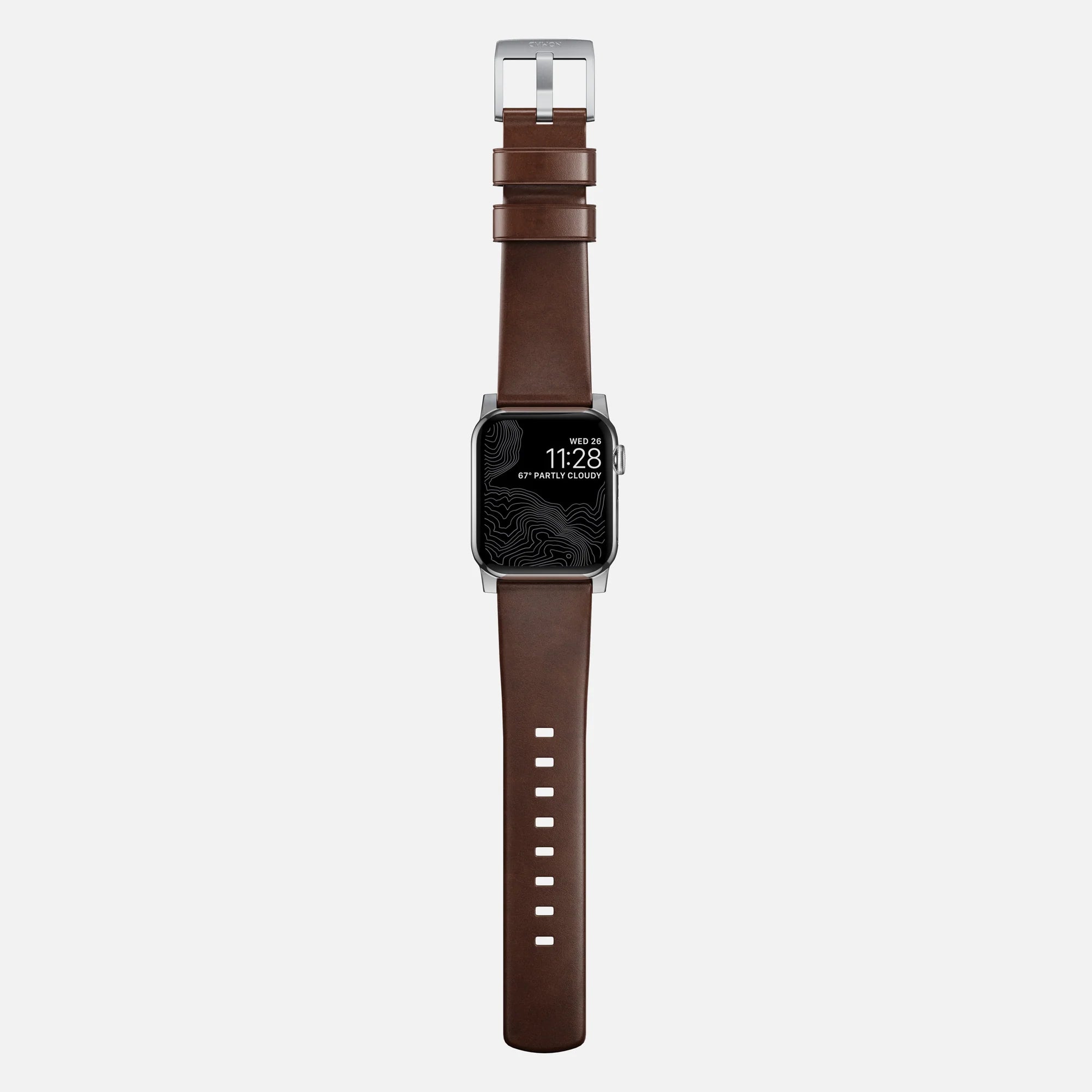 Nomad Modern Apple Watch leren bandje (bruin/zilver)