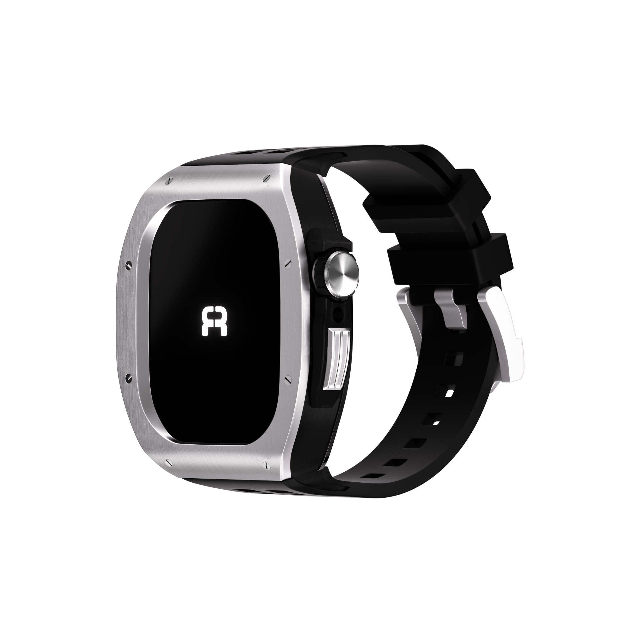 Reqior Apple Watch 45mm polymer en metalen case met rubberen band (zilver)