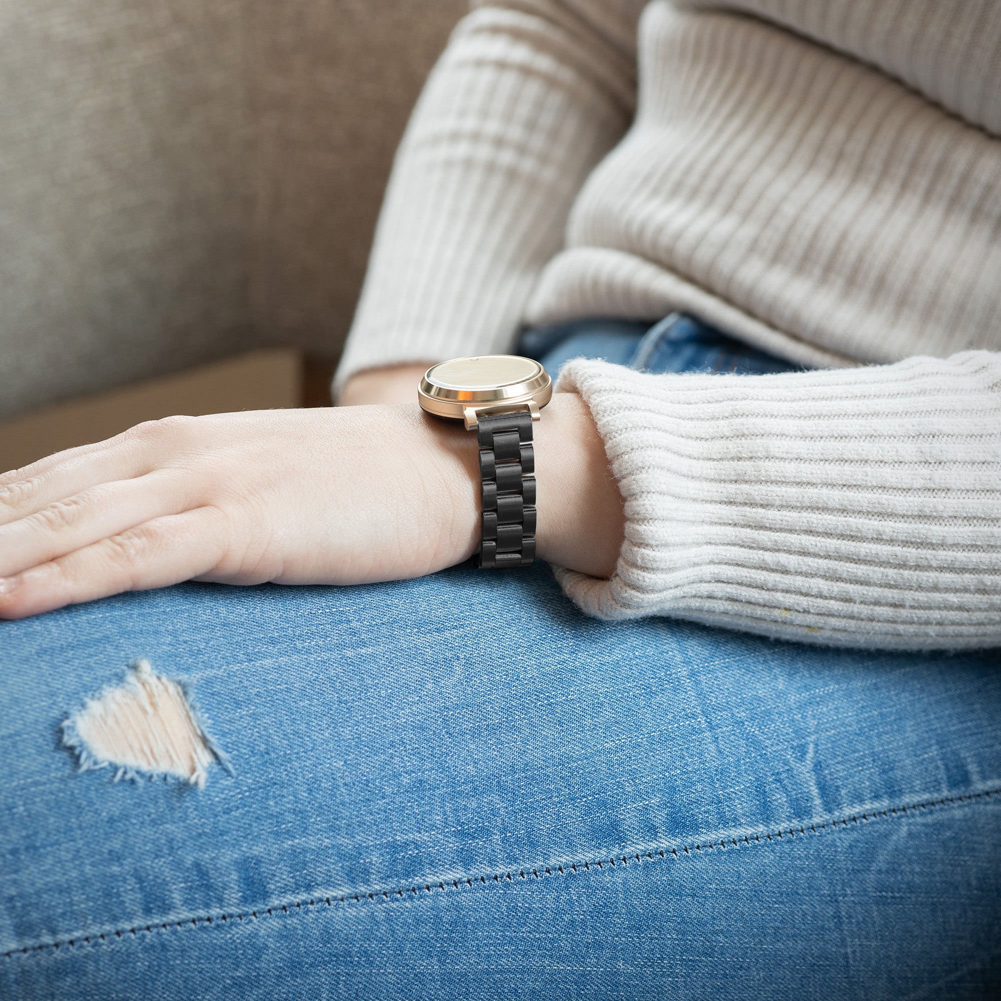 Garmin Lily stalen band (zwart)