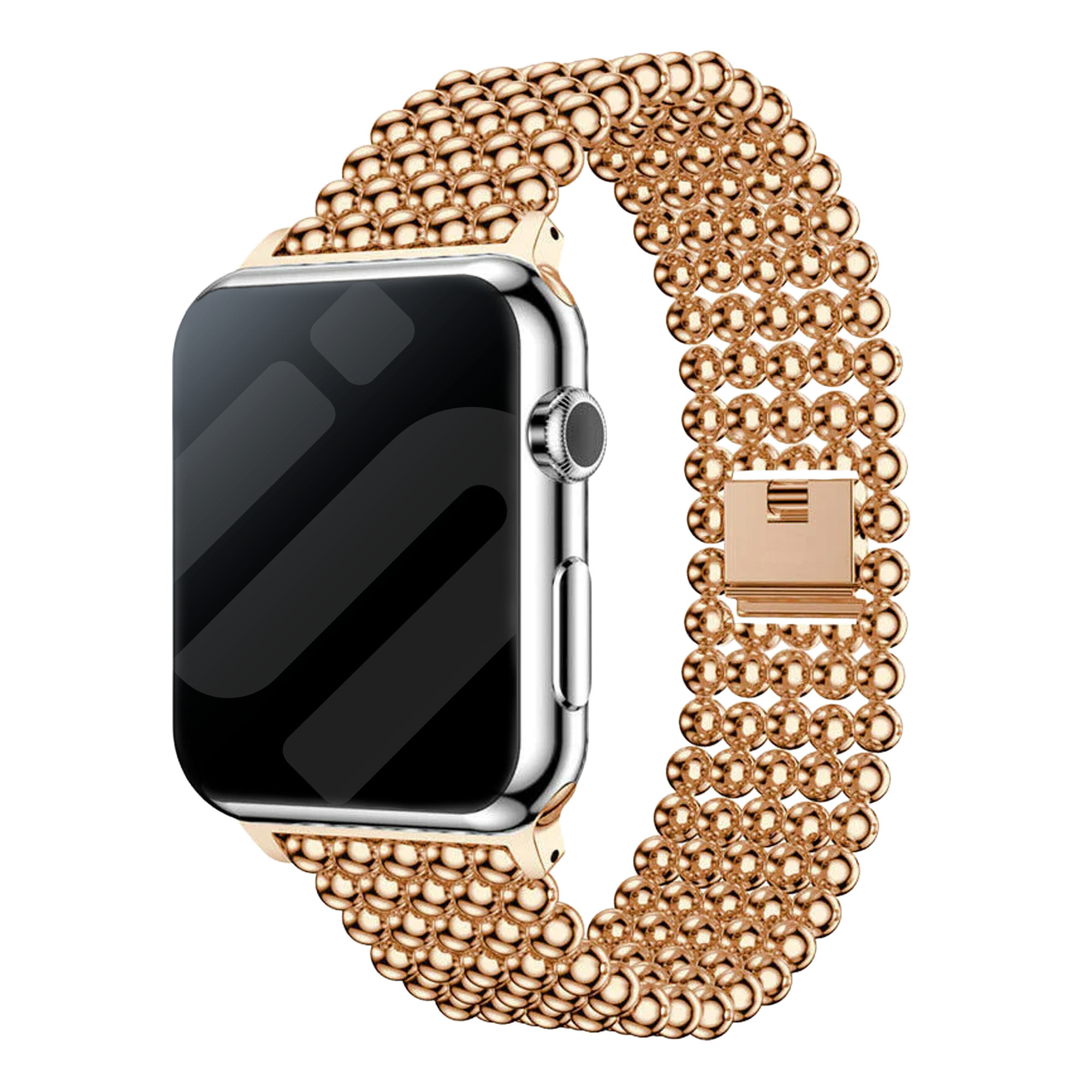 Apple Watch Beaded Steel Strap (Rose Gold)