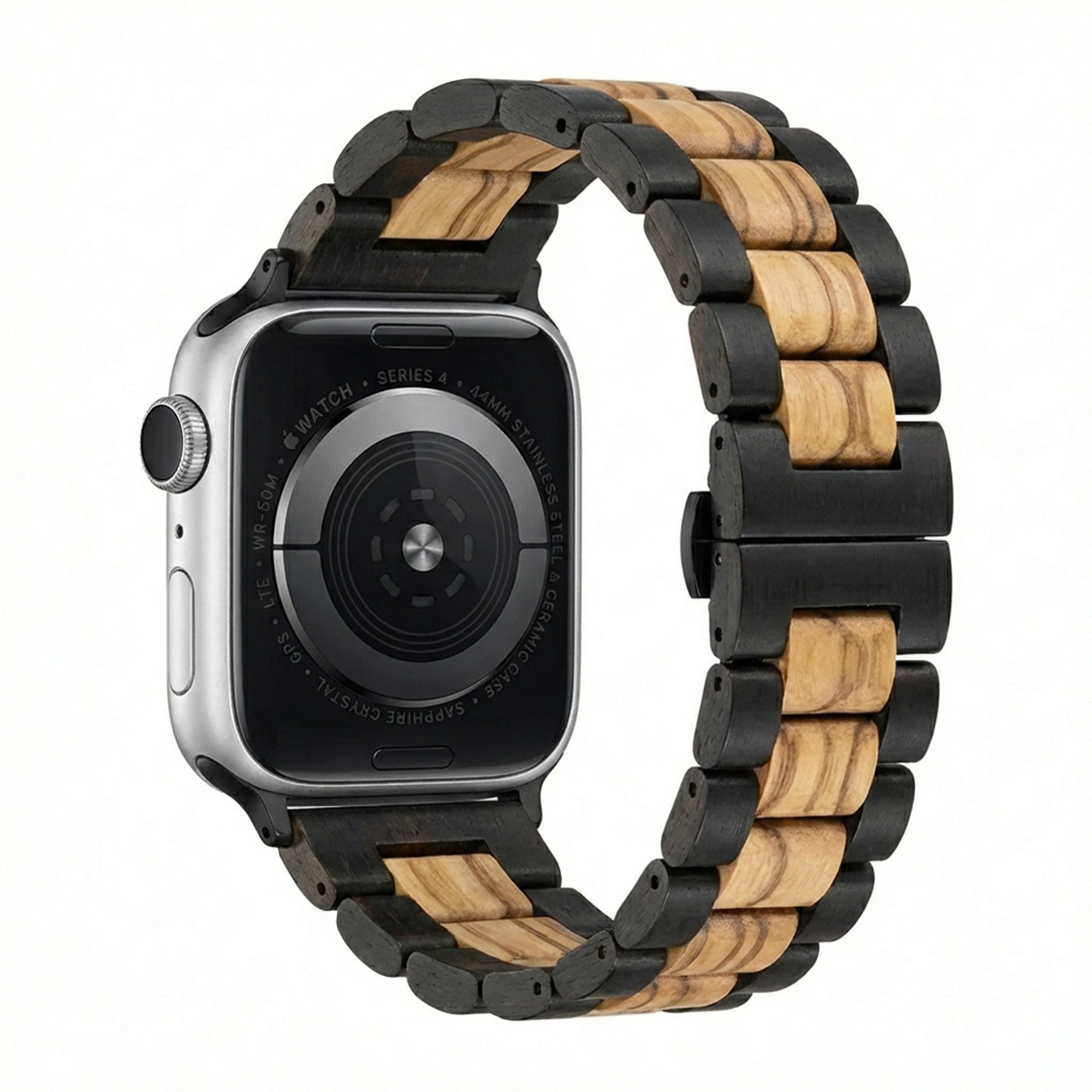 Apple Watch houten bandje (zwart/lichtbruin)