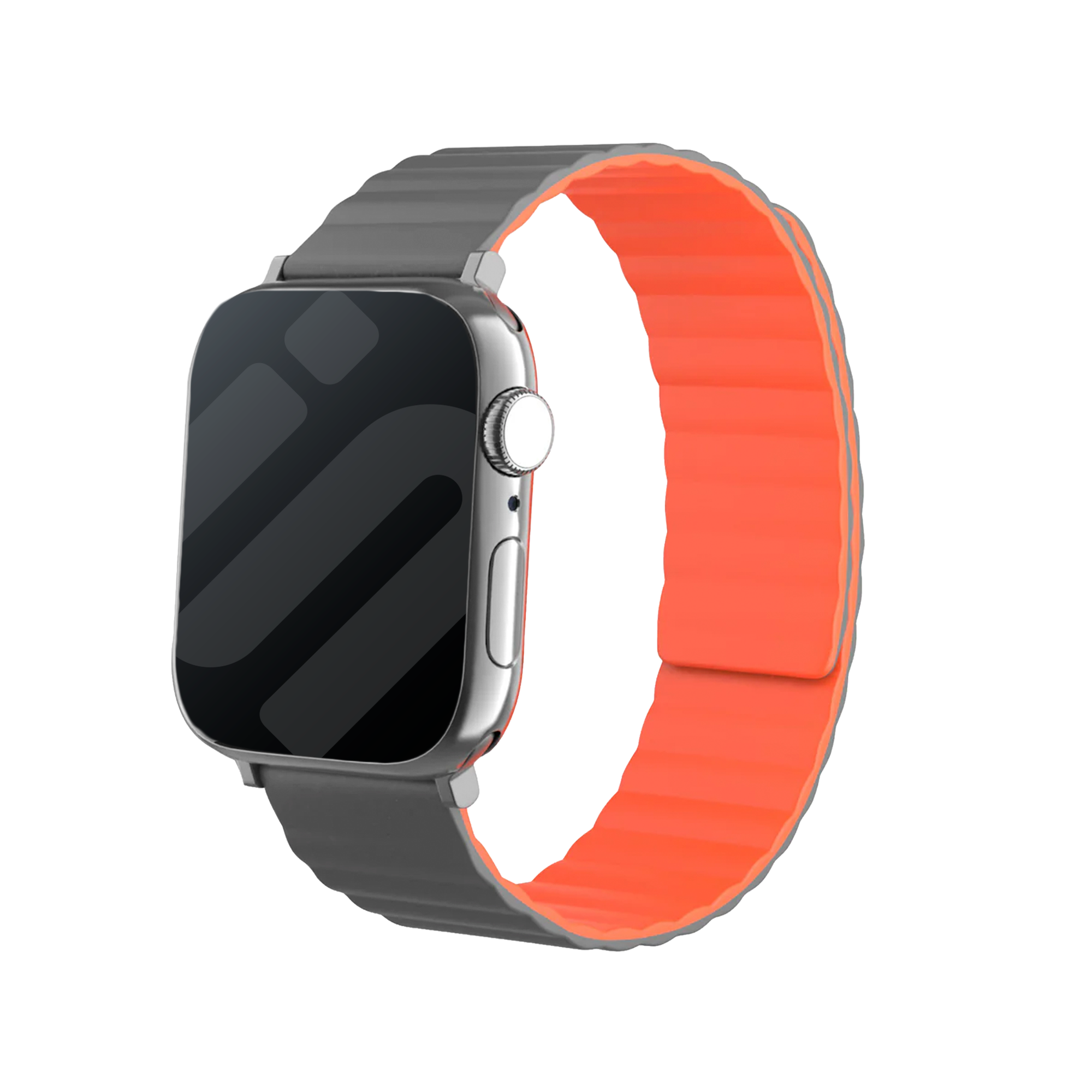 Apple Watch magnetisch siliconen bandje (grijs/oranje)