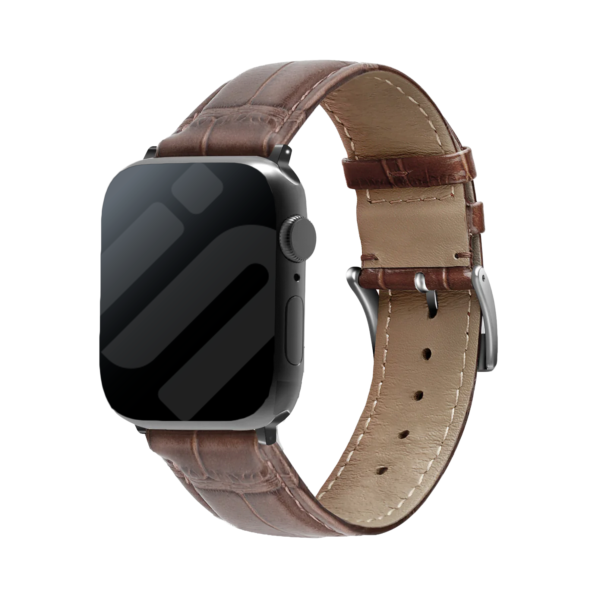 Apple Watch Leather Strap Crocodile Grain (Brown)