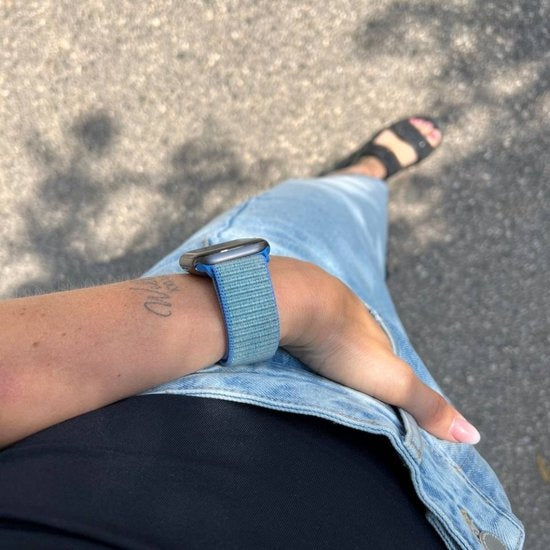 Apple Watch nylon loop bandje (blauw)