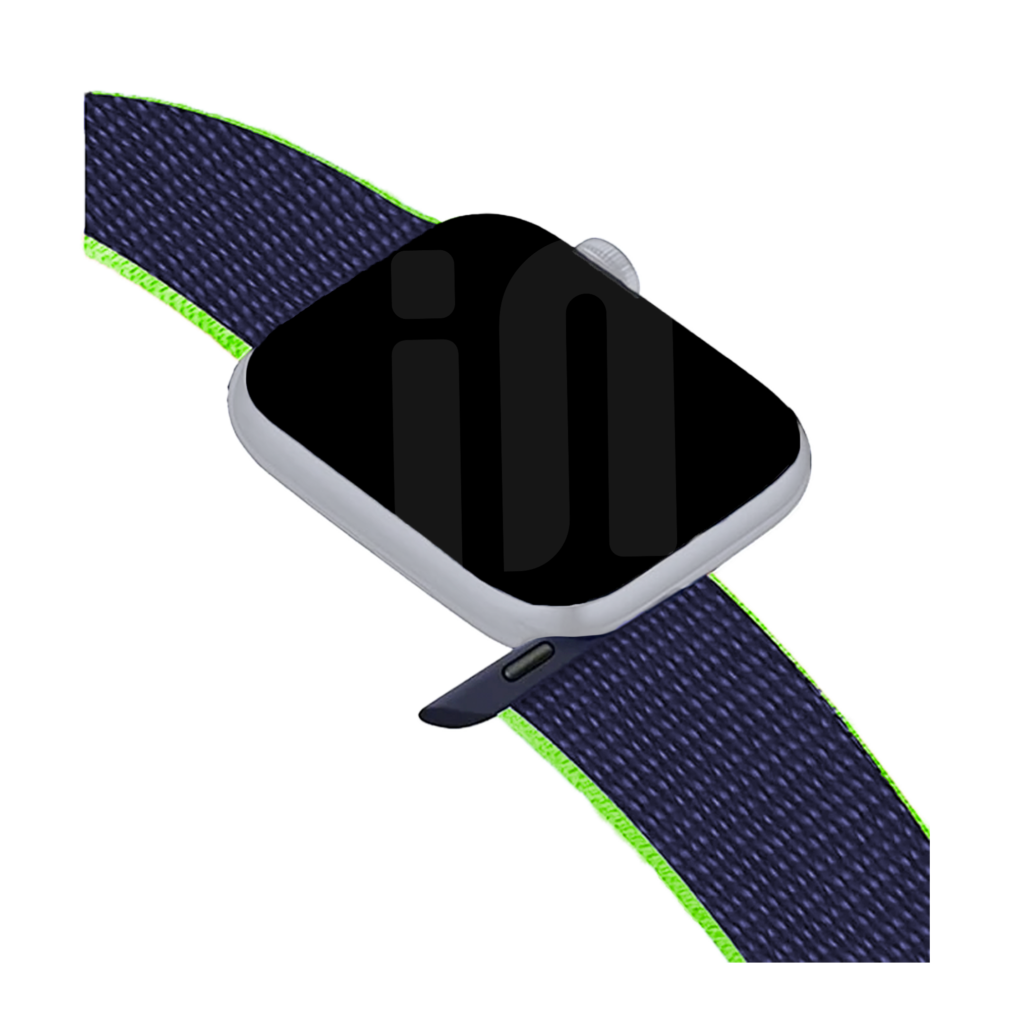 Apple Watch nylon loop bandje (donkerblauw/lime)