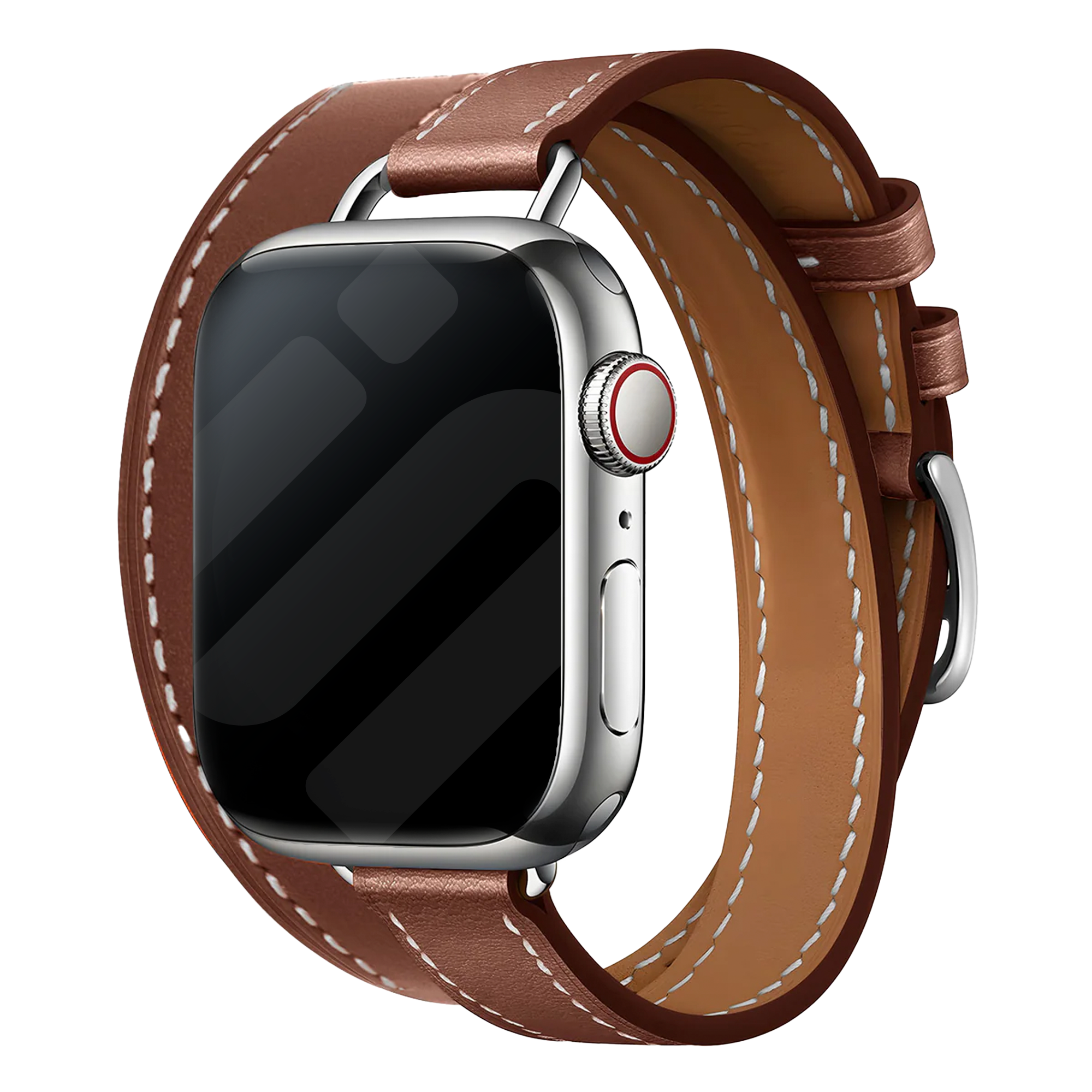 Apple Watch leren double tour band (bruin)