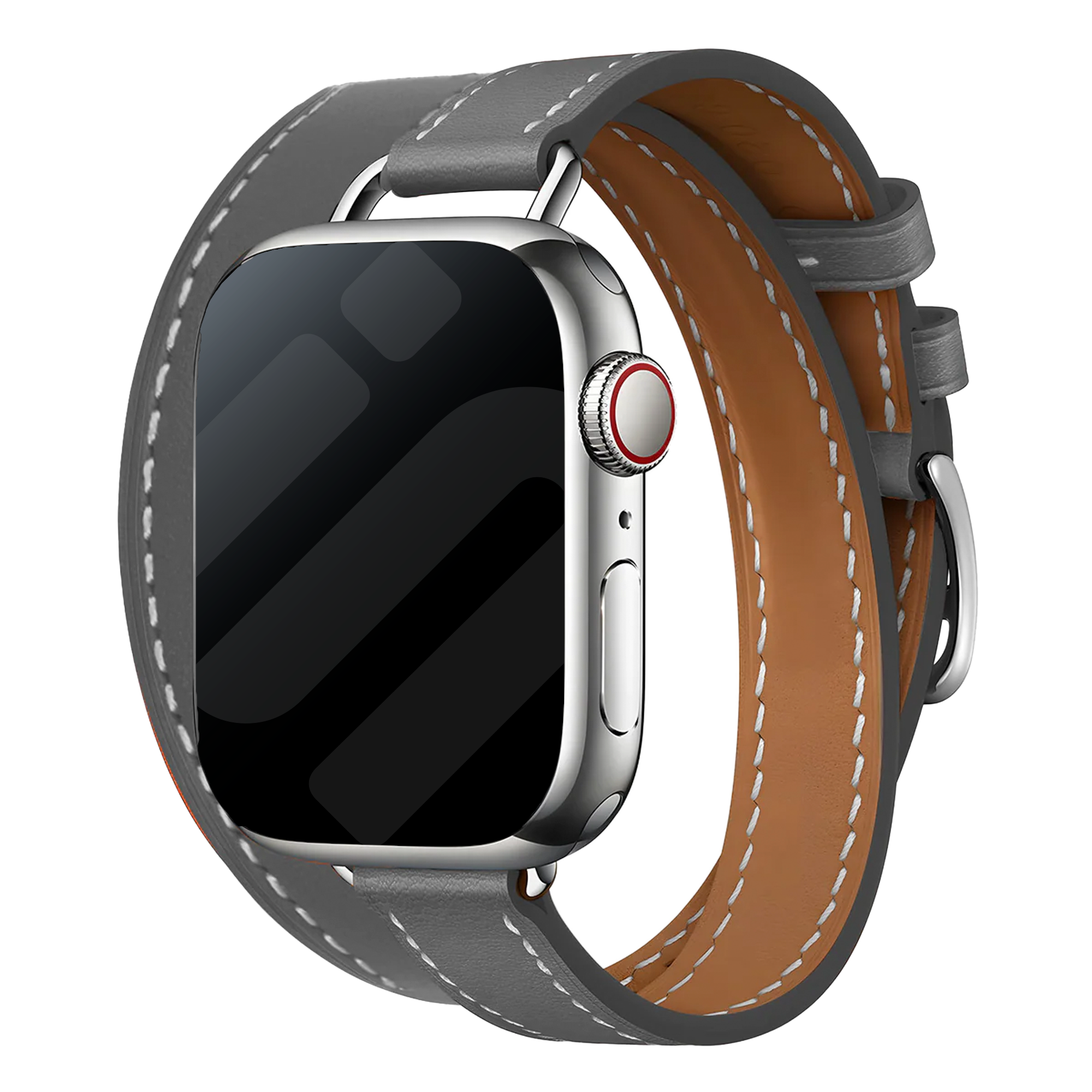 Apple Watch leren double tour band (grijs)