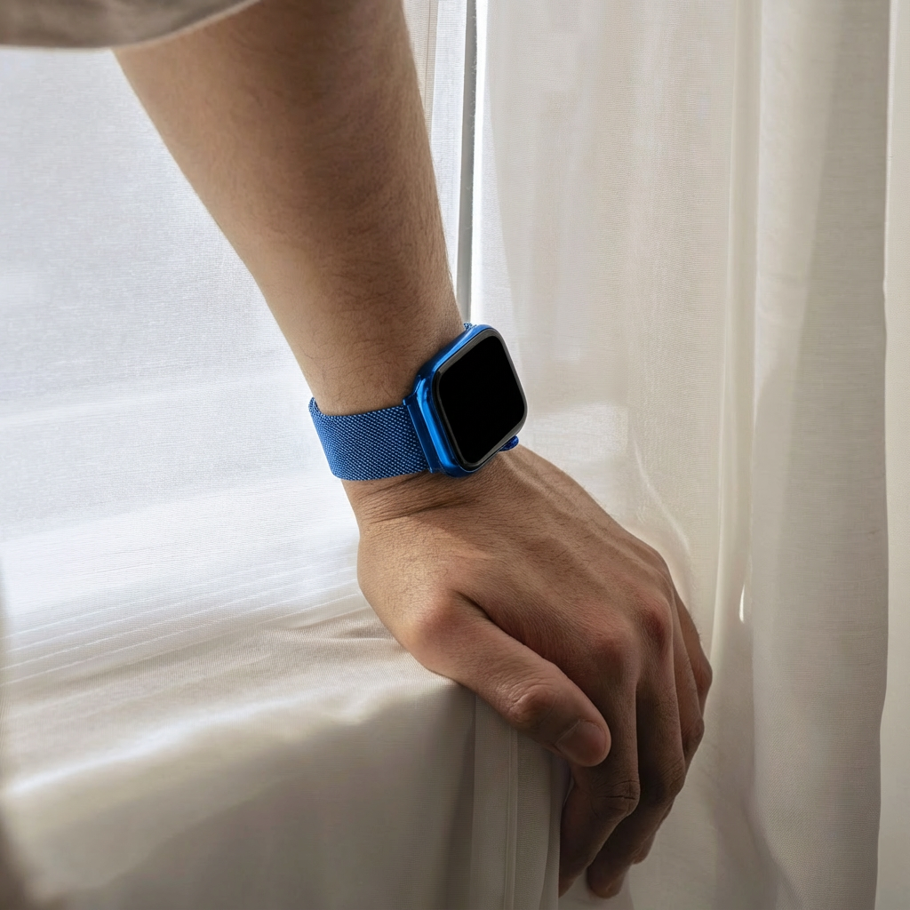 Bandz Apple Watch Milanese loop band (blauw)