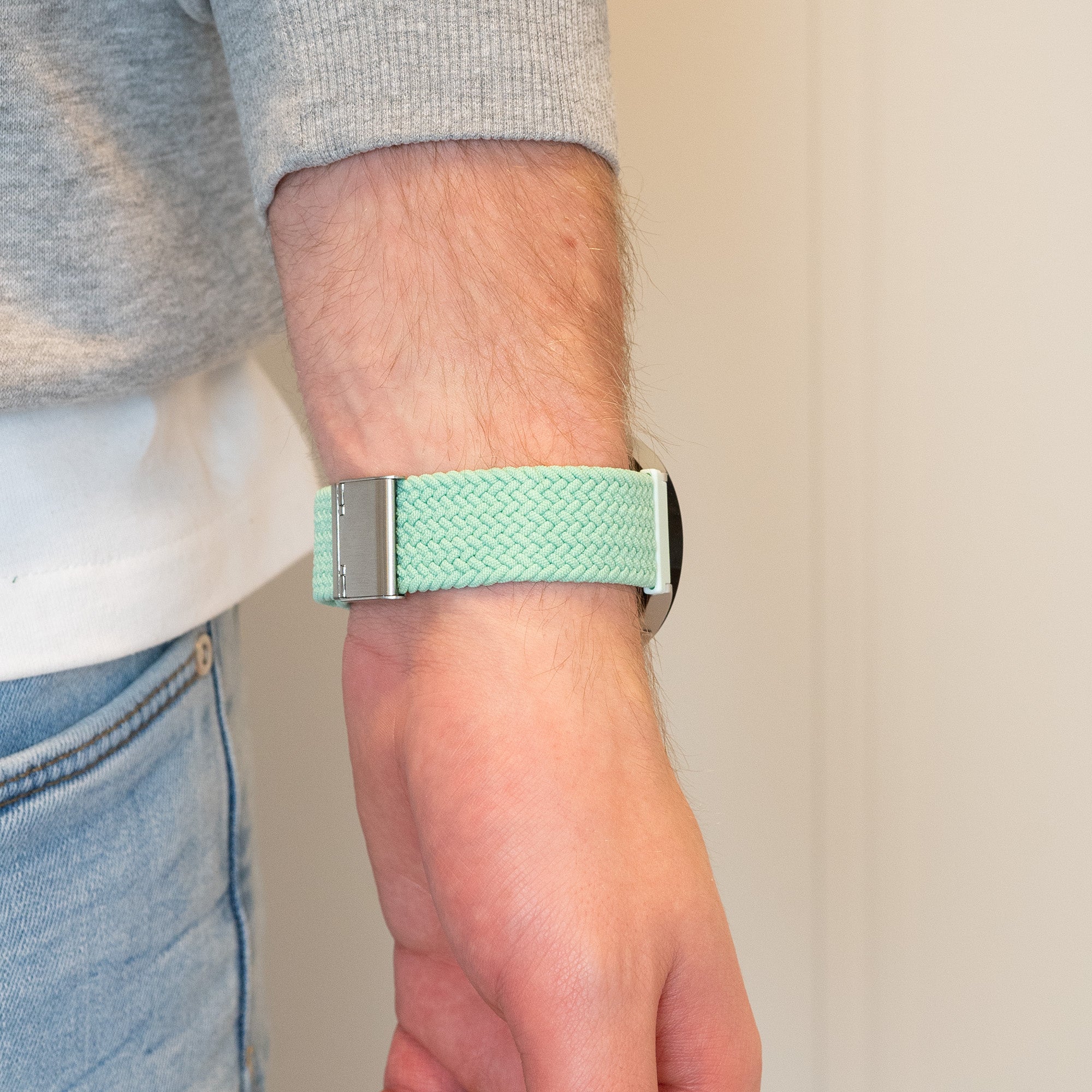 Bandz Amazfit Active 2 gevlochten nylon band (turquoise)