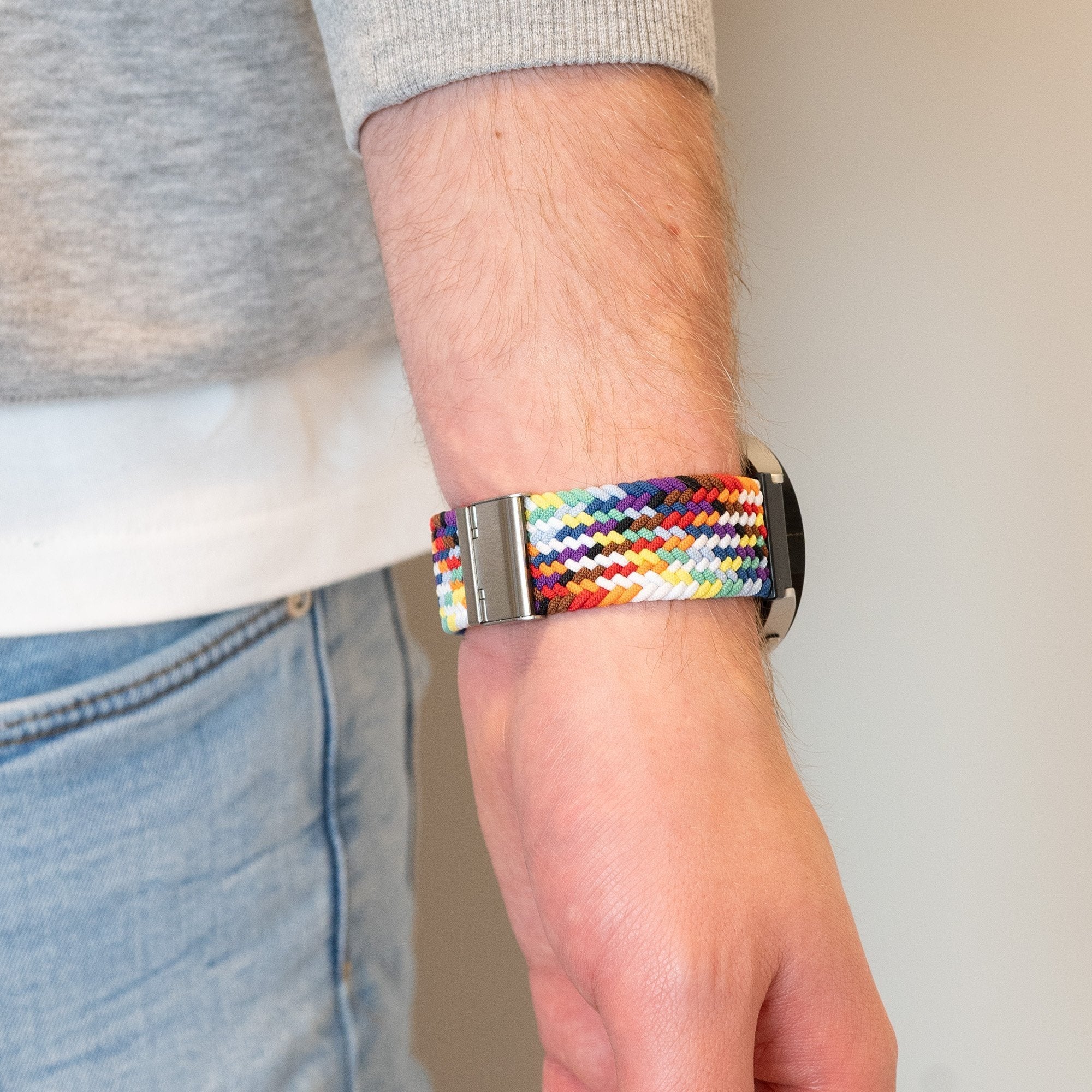 Bandz Samsung Galaxy Watch 5 Pro gevlochten nylon band (regenboog)