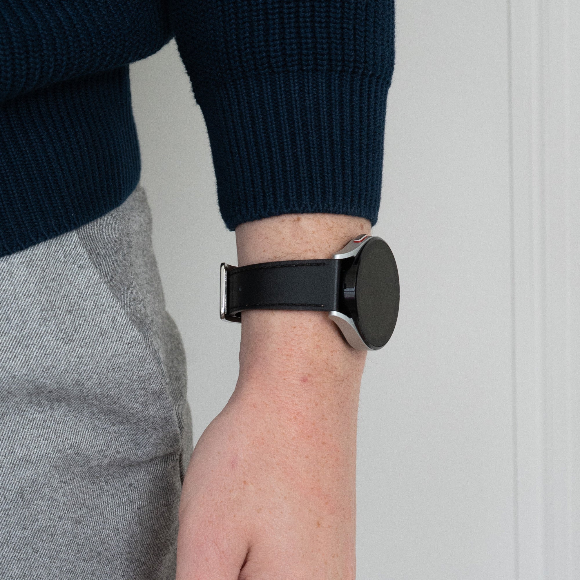 Bandz Amazfit Active 2 lederen band 'Deluxe' (zwart)