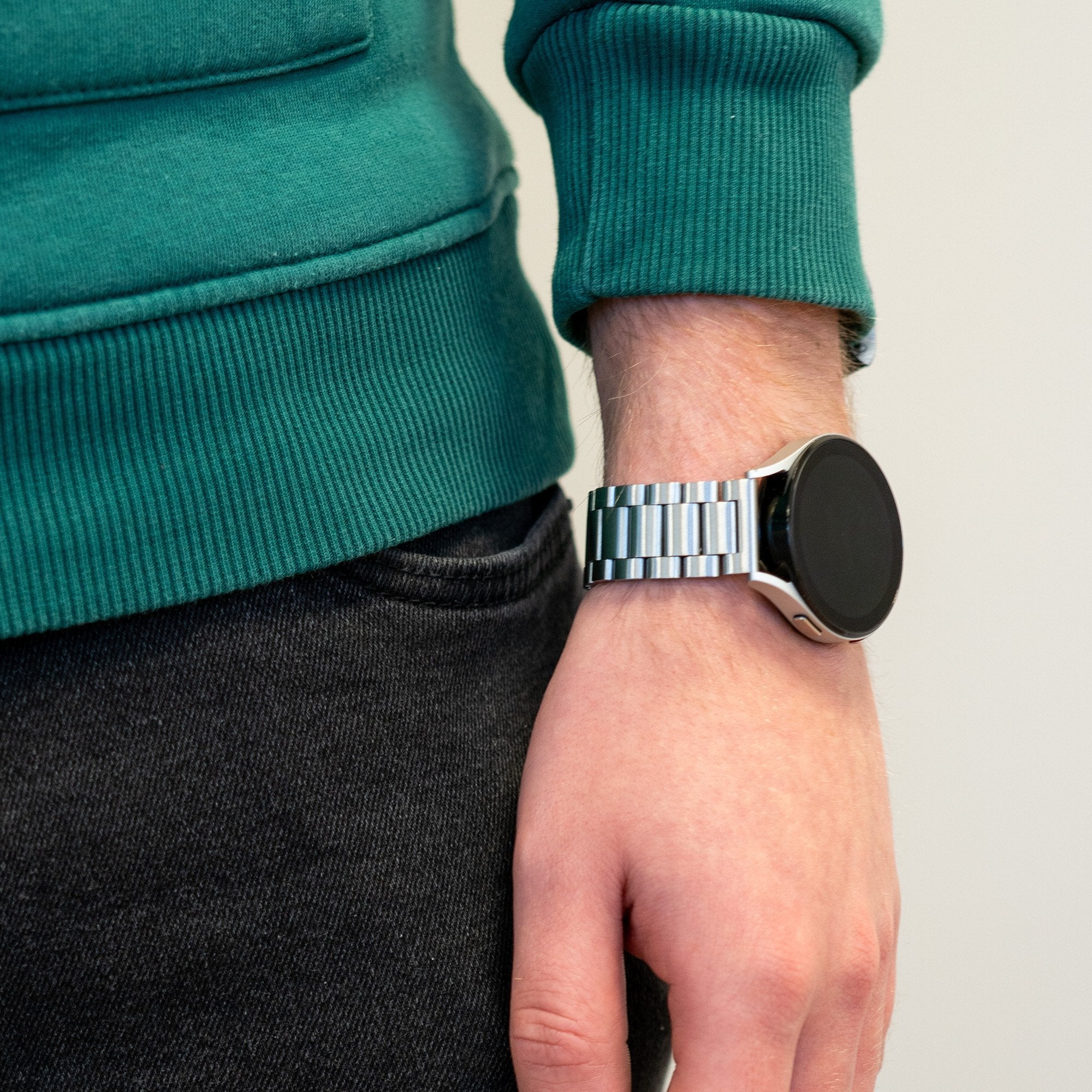 Bandz Garmin Forerunner 165 stalen band 'Classic' (zilver)