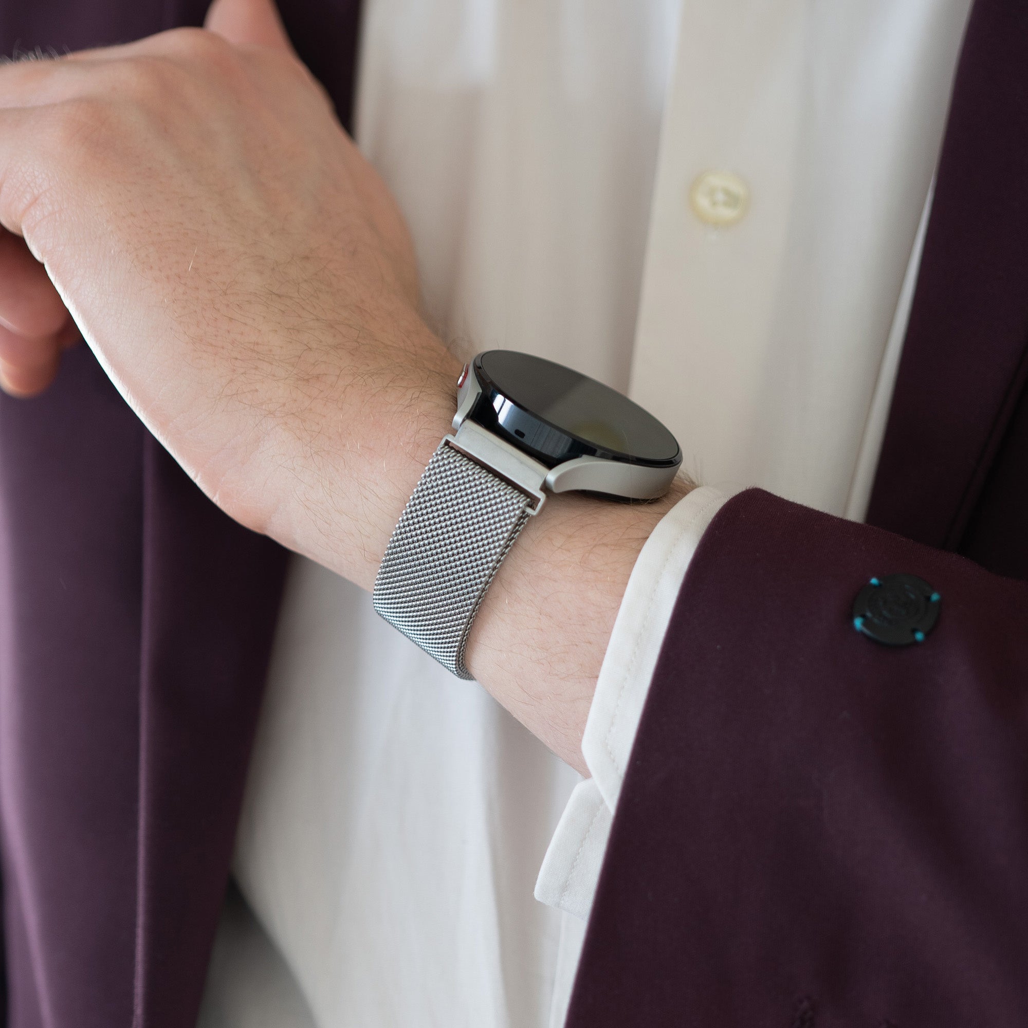 Bandz Garmin Vivoactive 4 Milanese loop band (zilver)