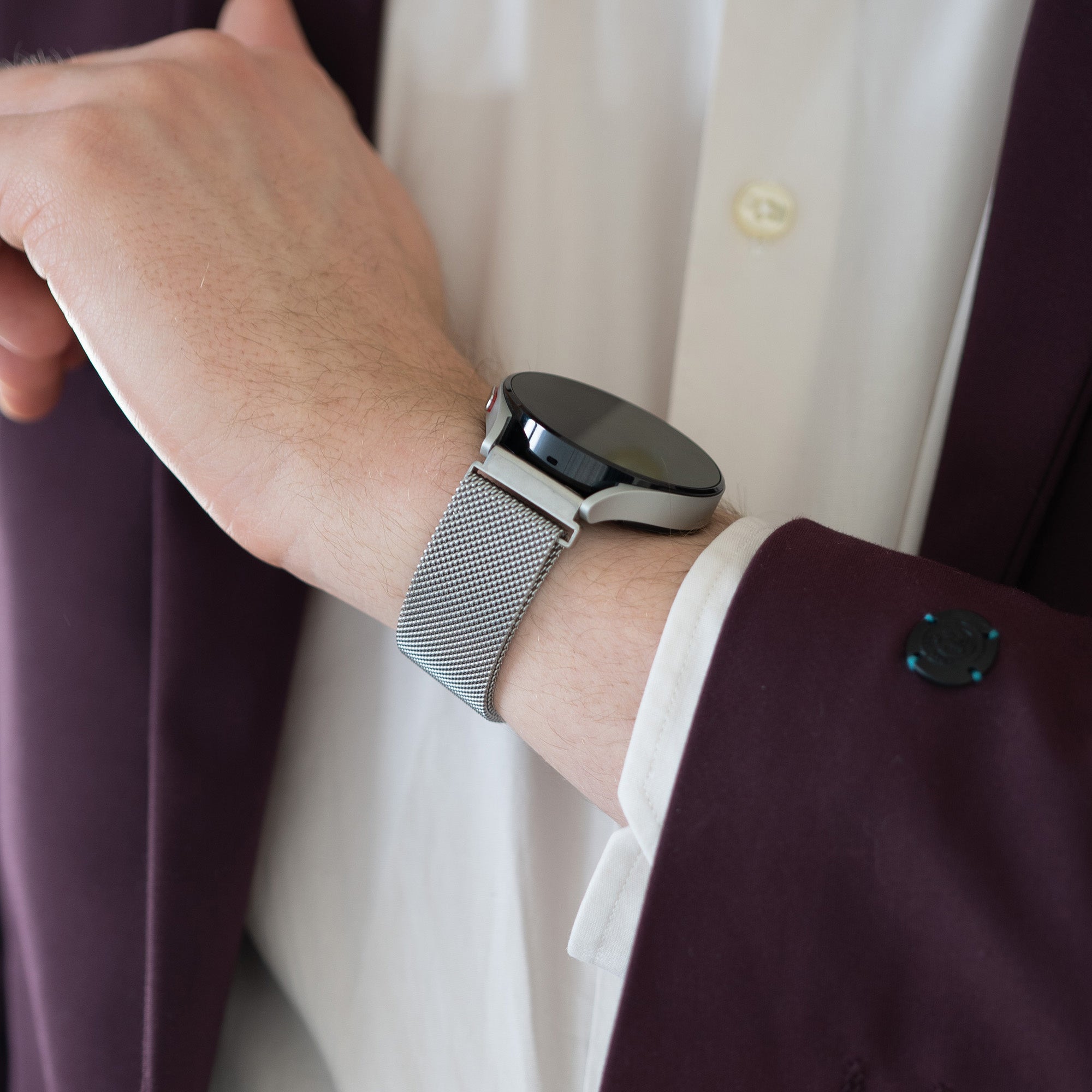 Bandz Amazfit Bip 6 Milanese loop band (zilver)