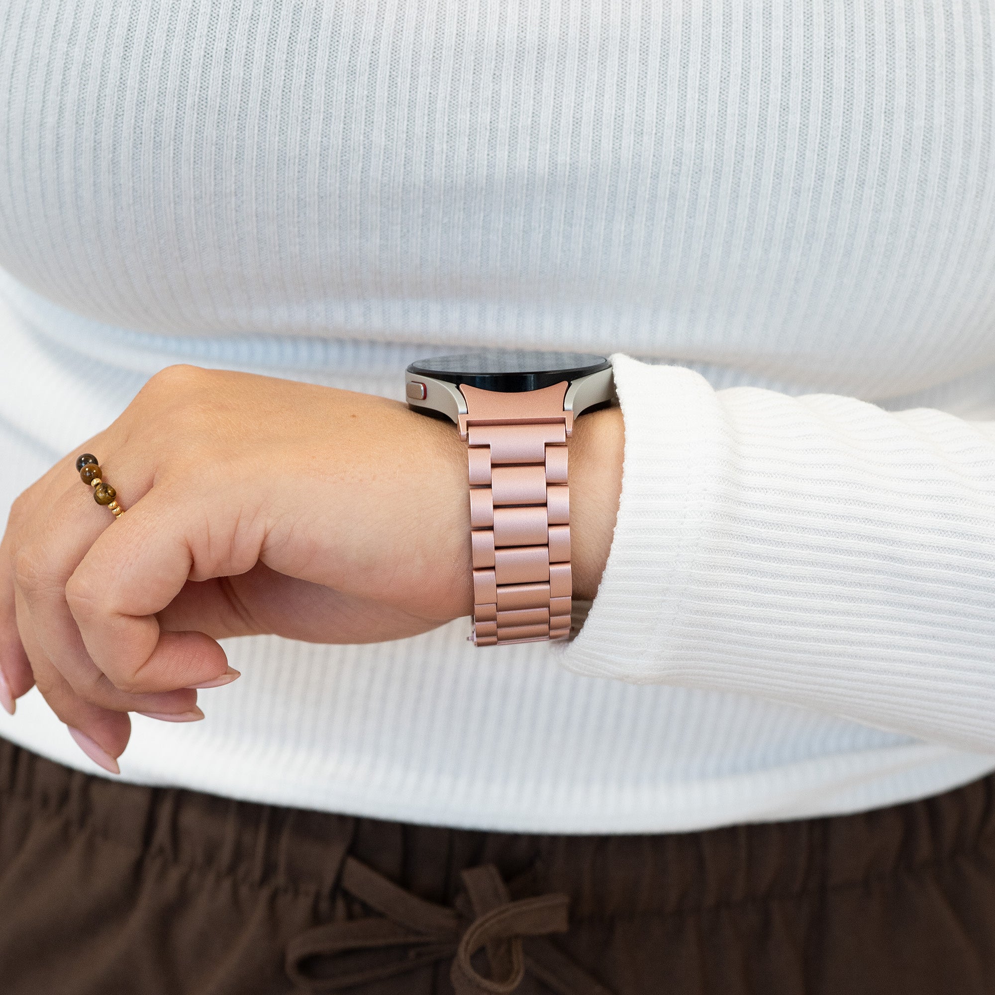 Bandz Samsung Galaxy Watch 4 Classic 42mm stalen band 'Classic' (roze)