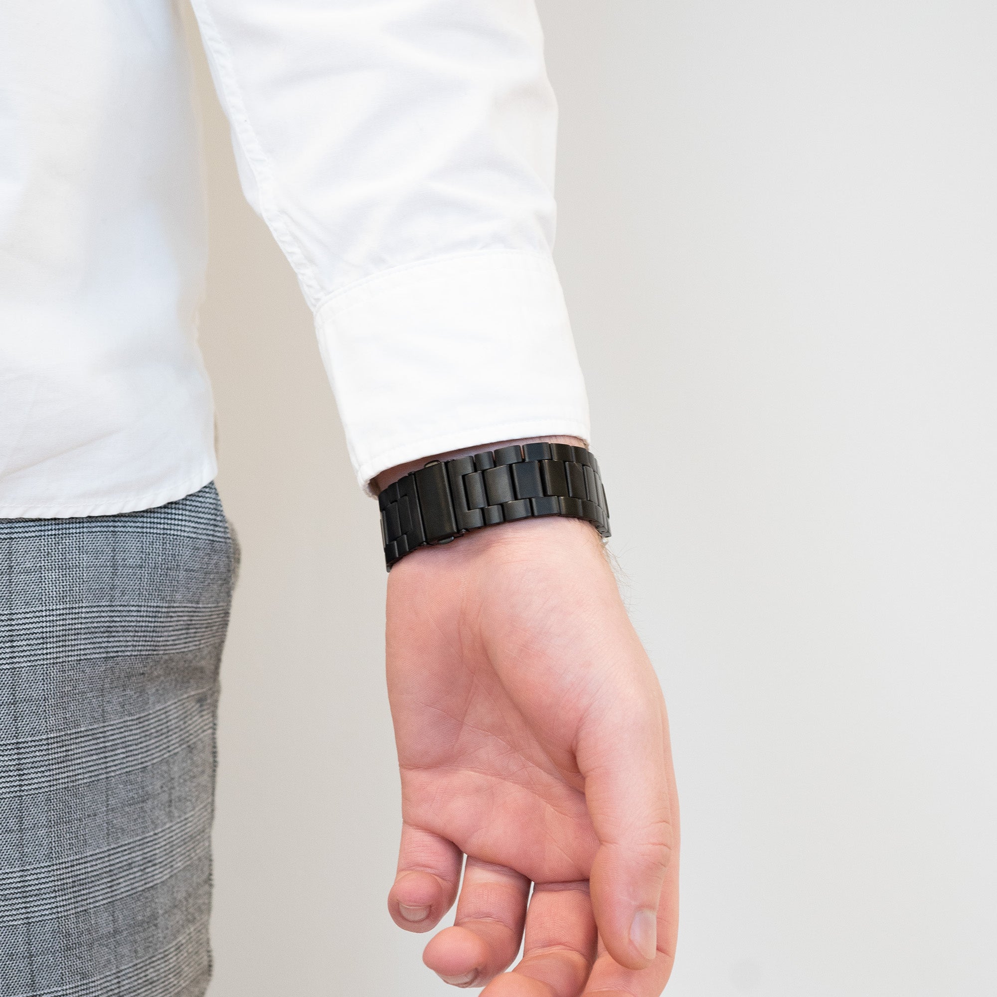 Bandz Samsung Galaxy Watch 4 40mm titanium schakel band (zwart)