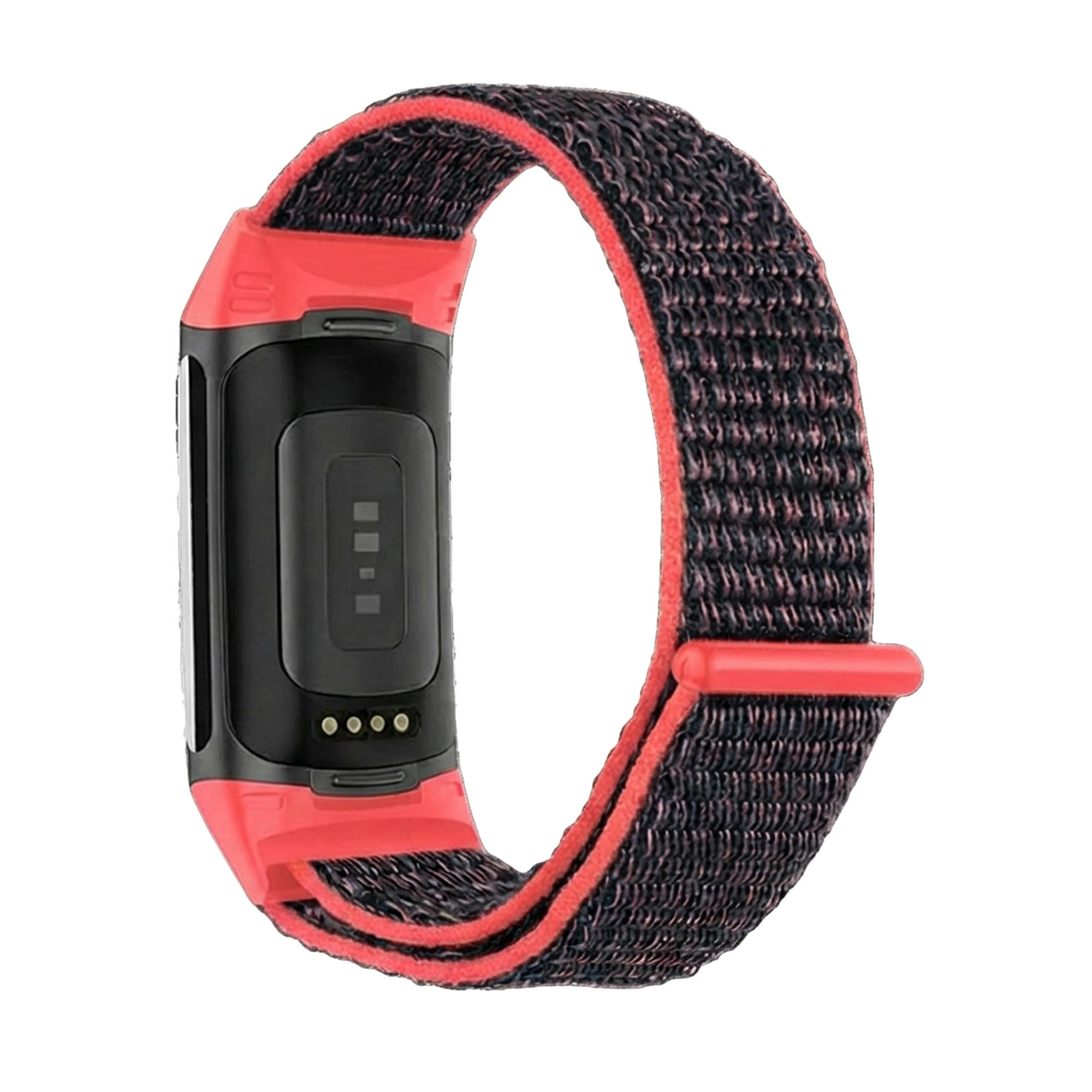 Fitbit Charge 6 nylon bandje (koraal/zwart)
