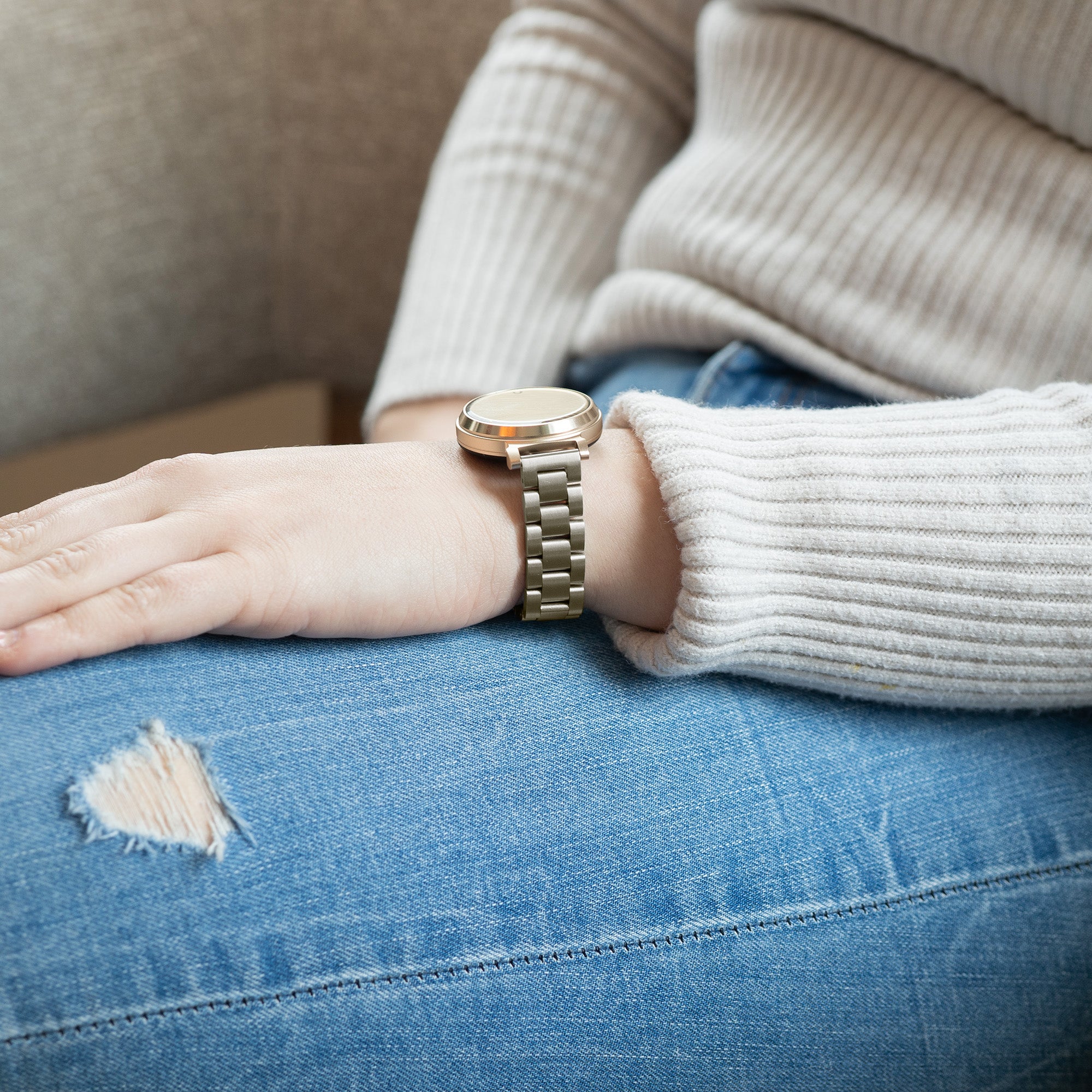 Garmin Lily stalen band (champagne)