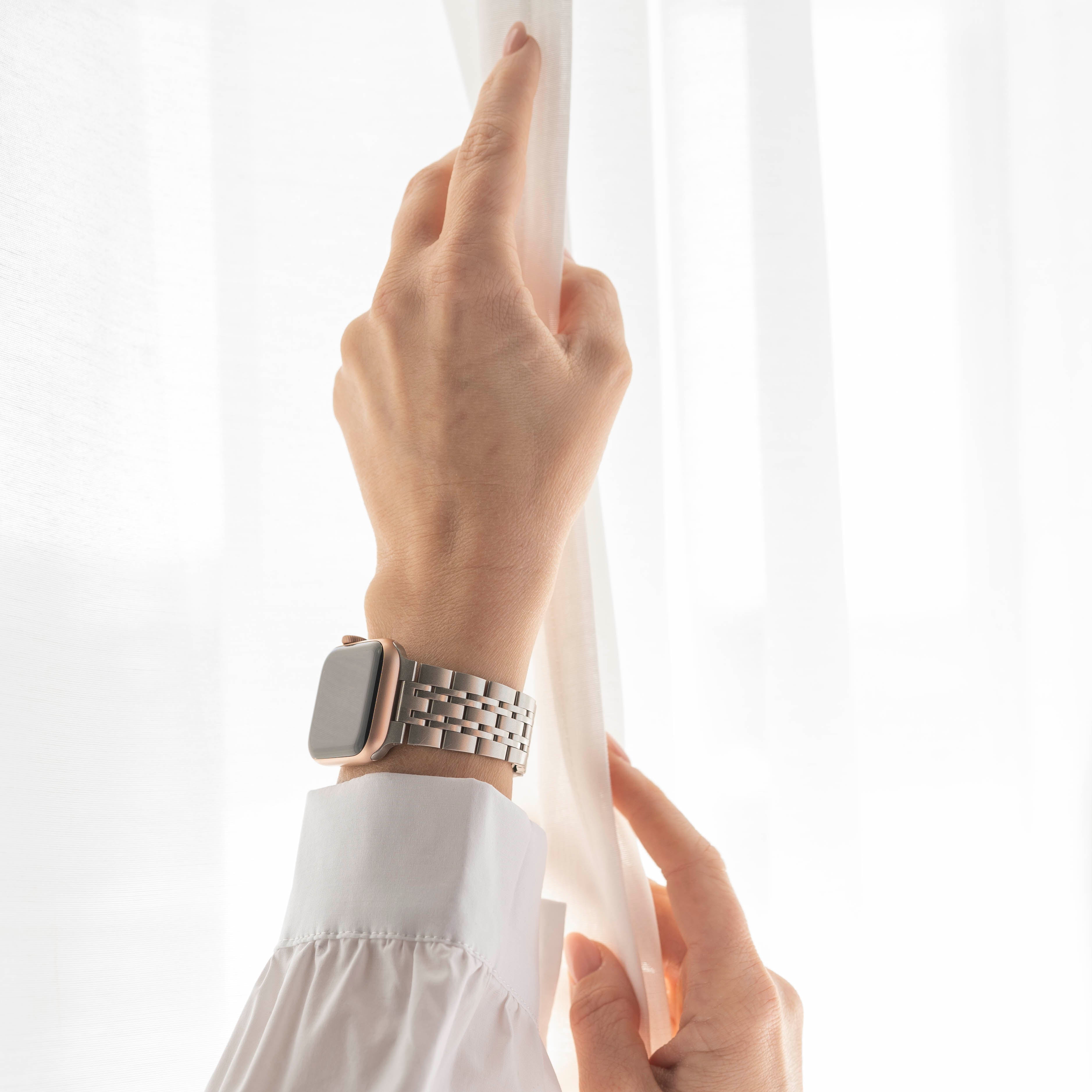 Apple Watch luxe stalen schakel band (sterrenlicht)