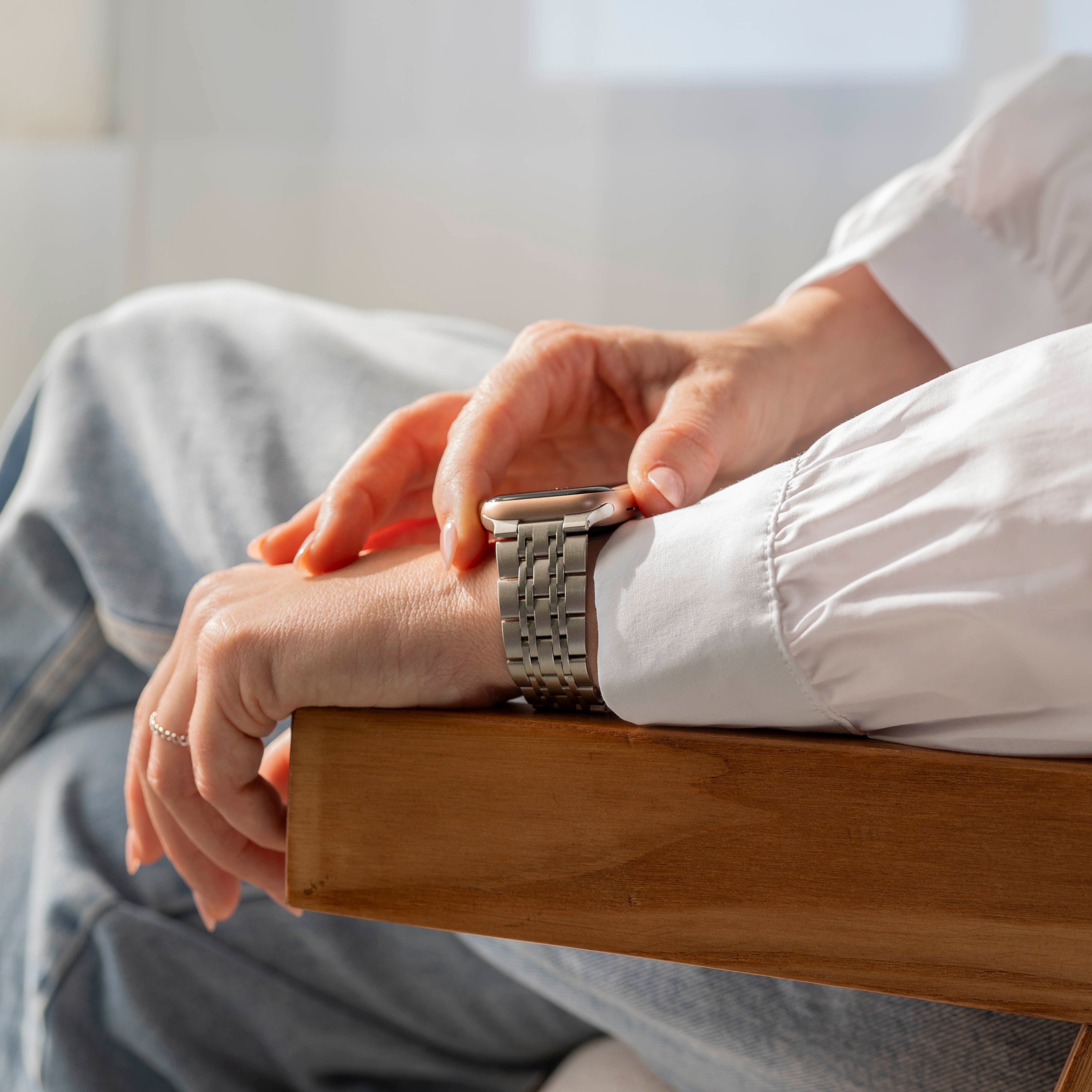 Apple Watch luxe stalen schakel band (sterrenlicht)