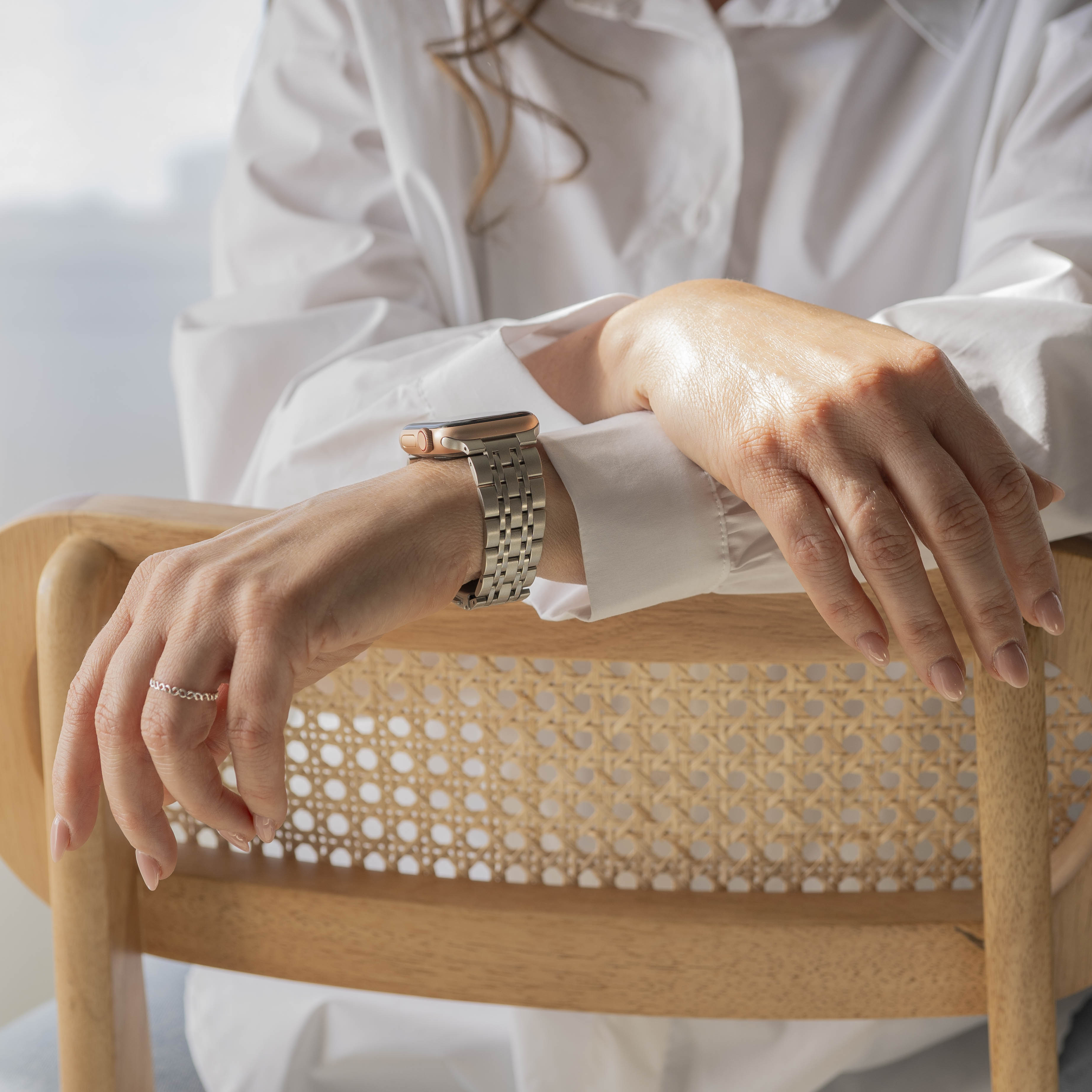 Apple Watch luxe stalen schakel band (sterrenlicht)