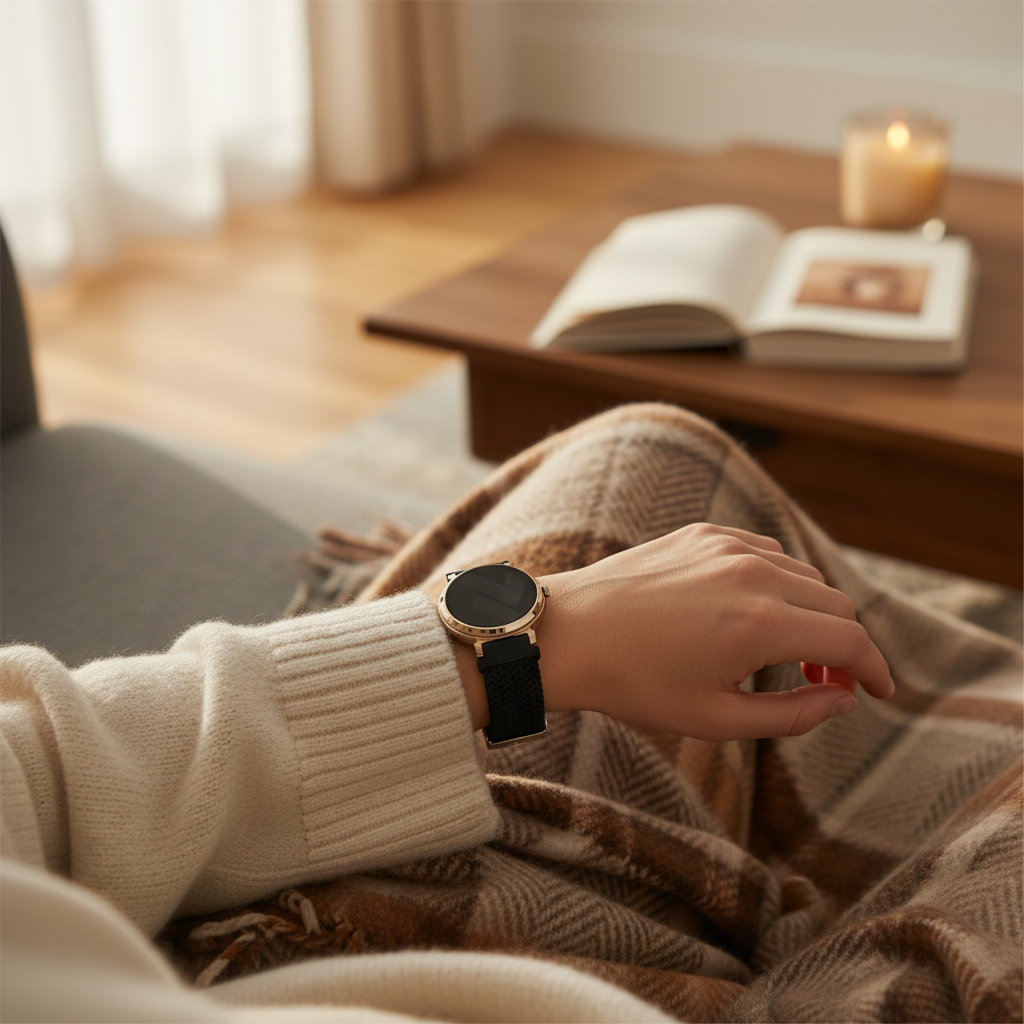 Bandz Garmin Lily 2 gevlochten nylon band (zwart)