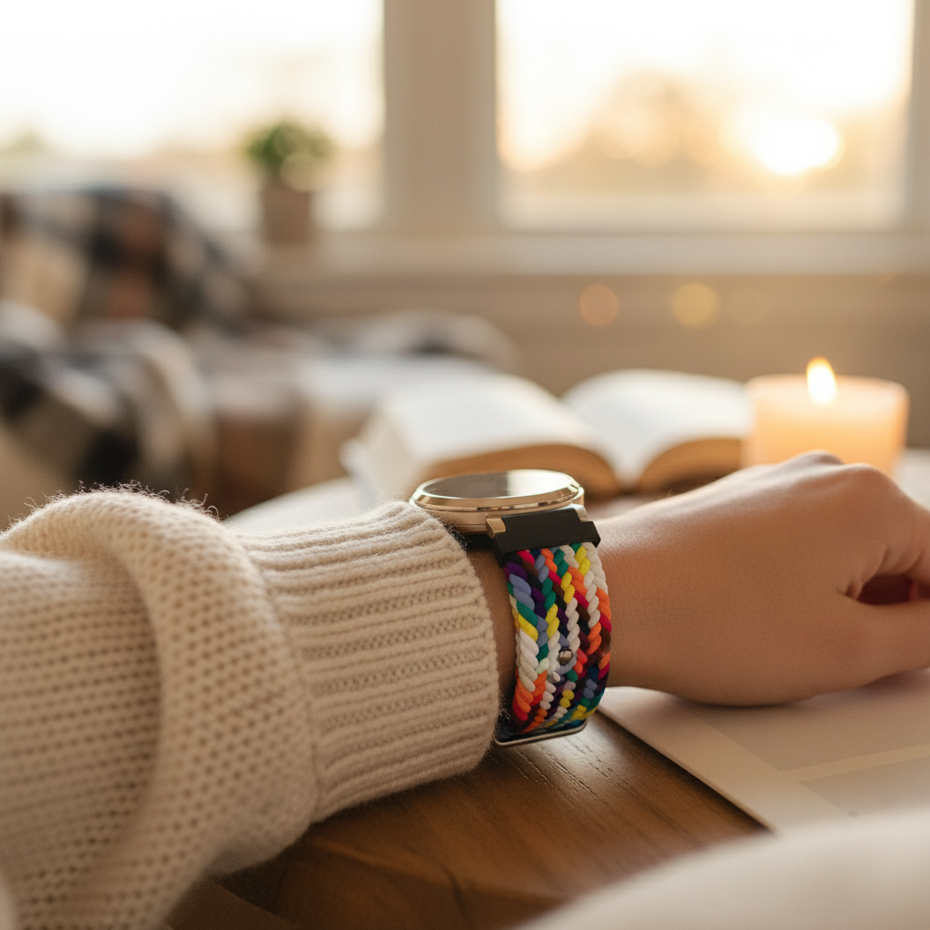 Bandz Garmin Lily 2 gevlochten nylon band (regenboog)