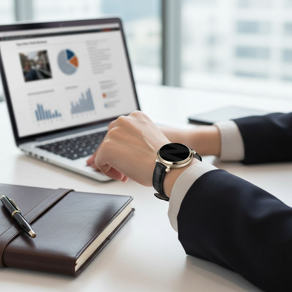 Bandz Pebble Round 2 - 14mm lederen band 'Crocodile' (zwart)