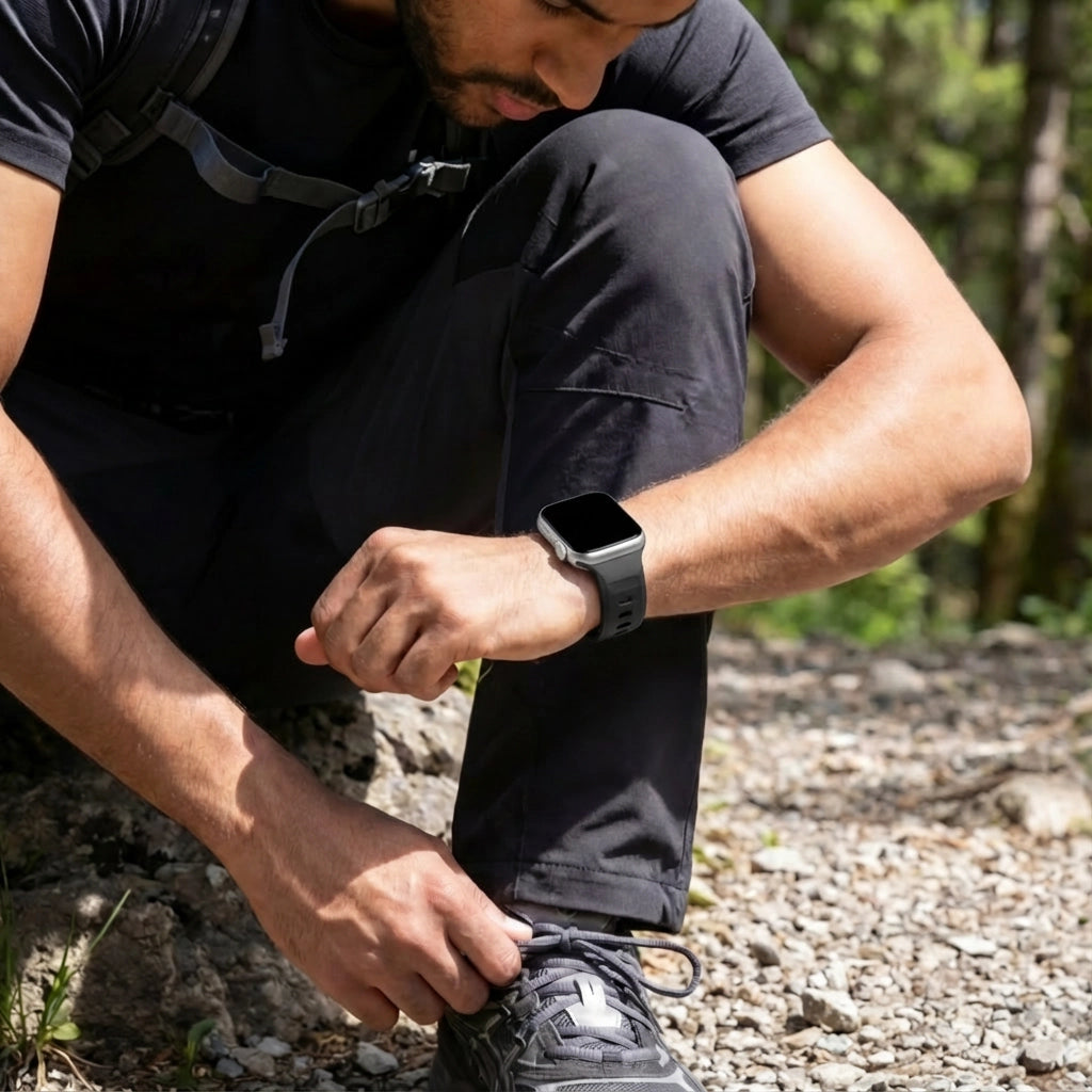 Bandz Apple Watch siliconen band 'Outdoor' (zwart)