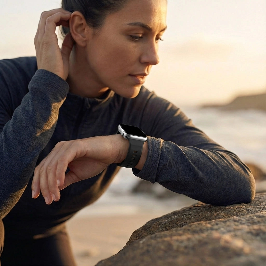 Bandz Apple Watch siliconen band 'Outdoor' (zwart)